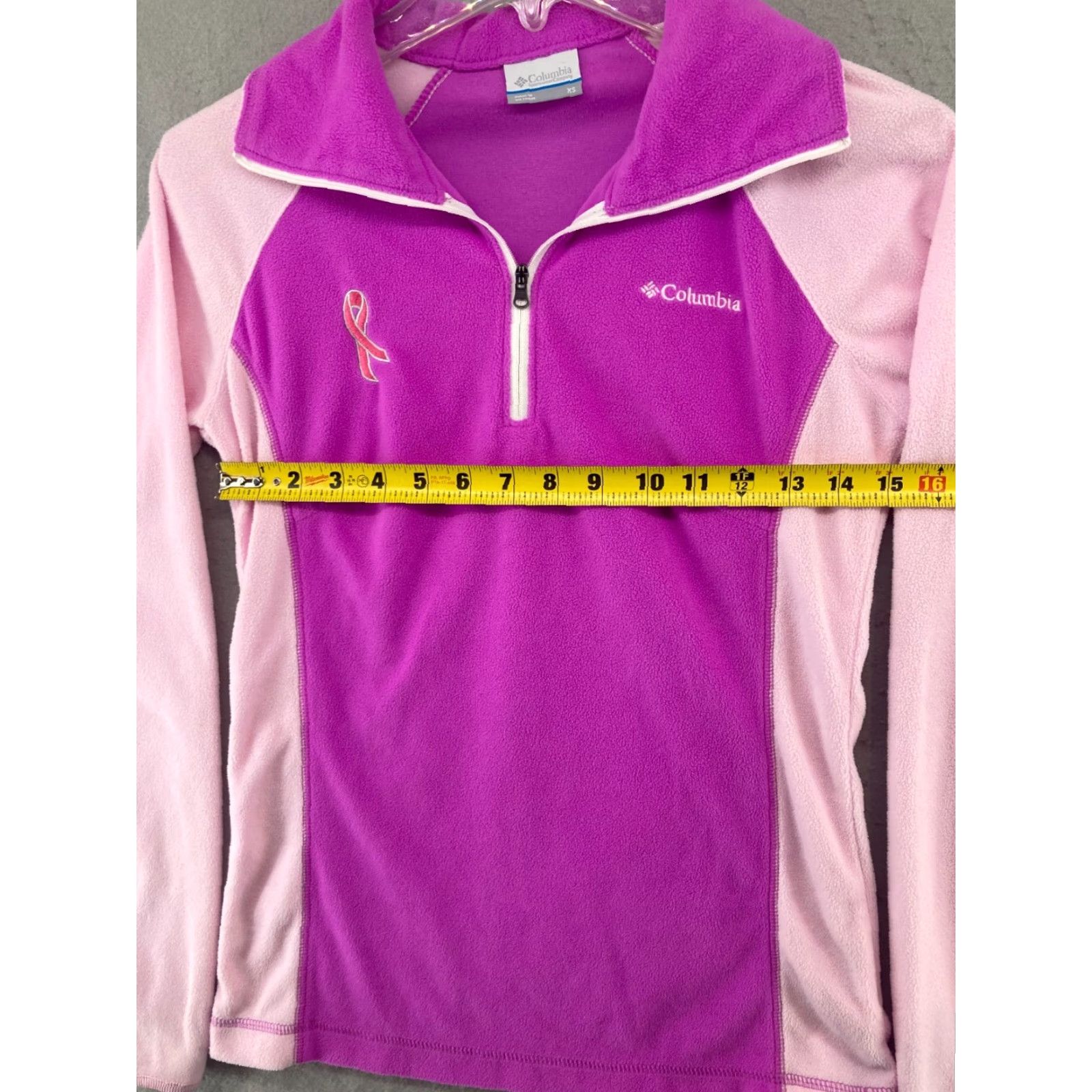 Pinko Columbia Womens Fleece Pullover XS Pink Breast Cancer Awareness Outdoor Athletic Shirt Size XS / US 0-2 / IT 36-38 - 2 Thumbnail