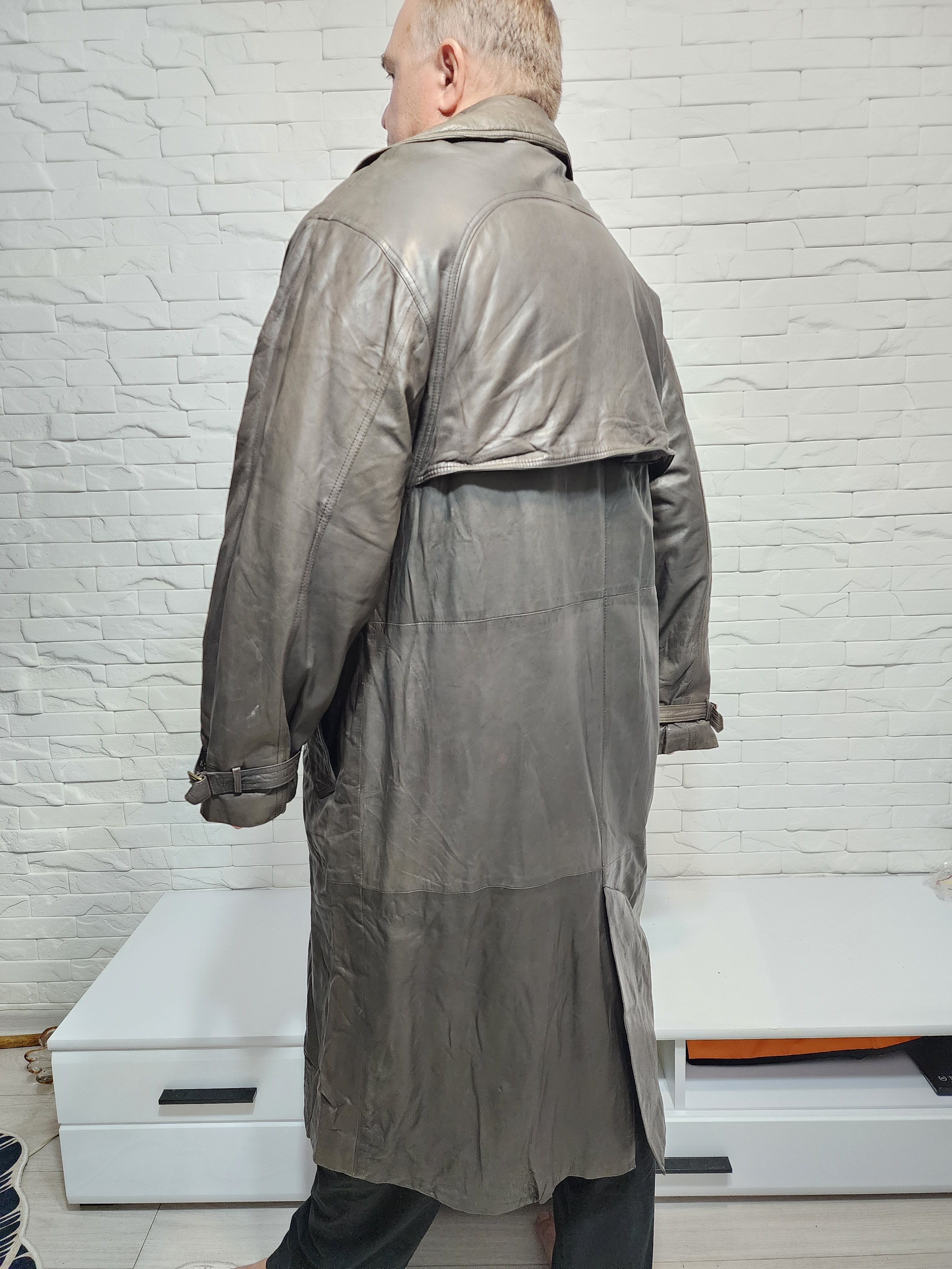 Designer Brown Genuine Leather Men's Long Coat Size US XL / EU 56 / 4 - 5 Thumbnail