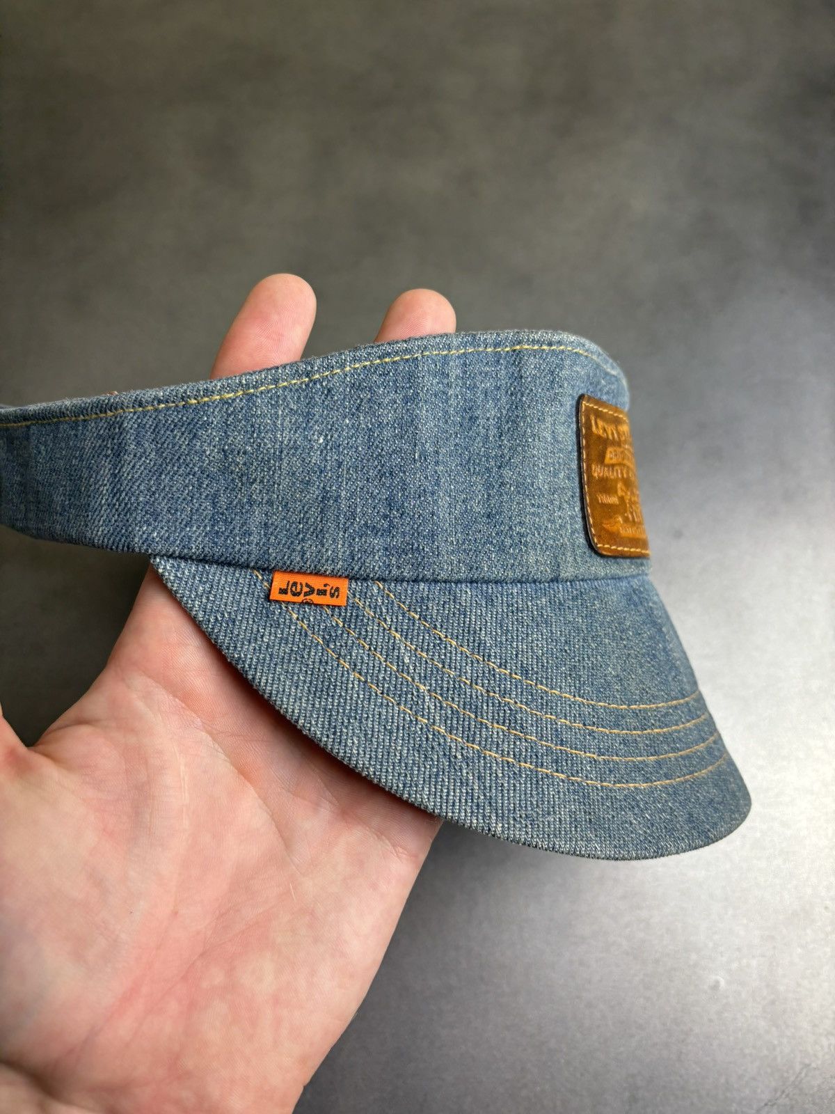 Levi's 1970s Levi's Orange Tab Hat 70s Vintage Levis Denim Visor US Size ONE SIZE - 15 Thumbnail