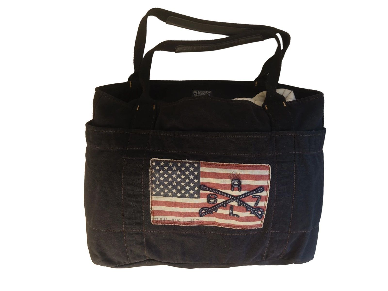 Polo Ralph Lauren Polo Jeans Co. PRL American Flag Patch Canvas Denim Tote Bag Size ONE SIZE - 2 Thumbnail