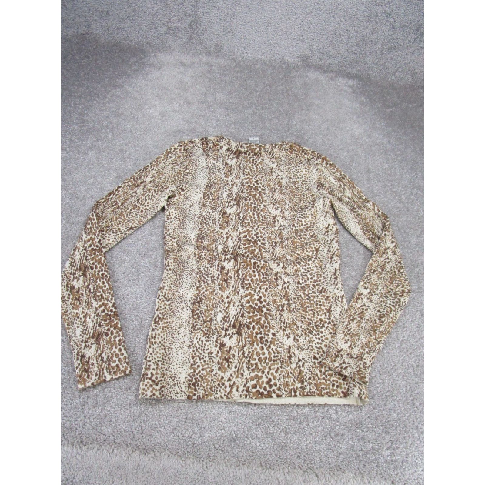 Diane von Furstenberg Diane von Furstenberg Shirt Womens Petites P Beige Animal Print Multicolor Collared Pullover Blouse Casual 90s Animals Womens Size S / US 4 / IT 40 - 2 Thumbnail