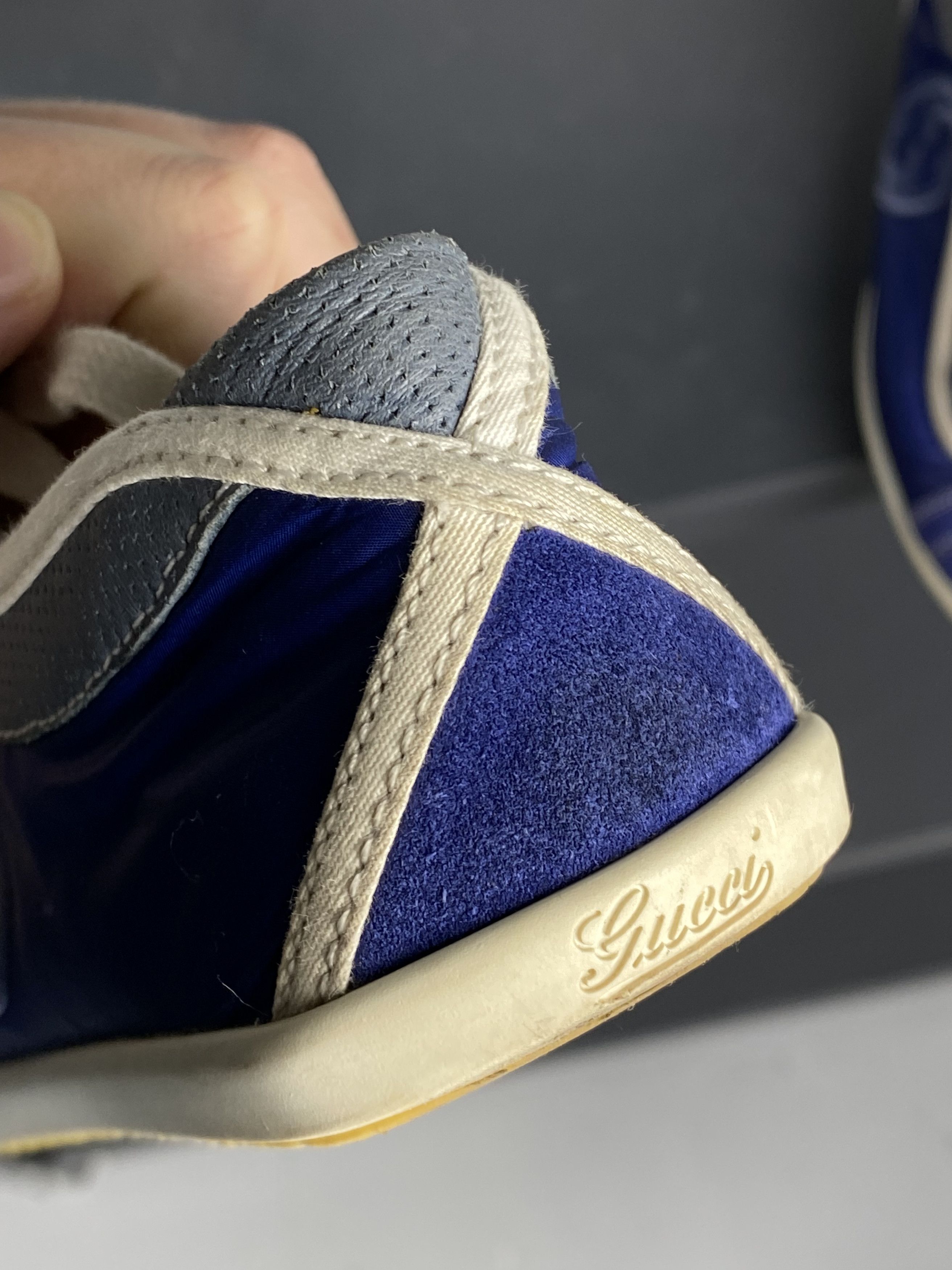 Designer × Gucci × Vintage Gucci Interlocking G’s Vintage Low Tops Nylon Blue Size US 7 / IT 37 - 8 Thumbnail
