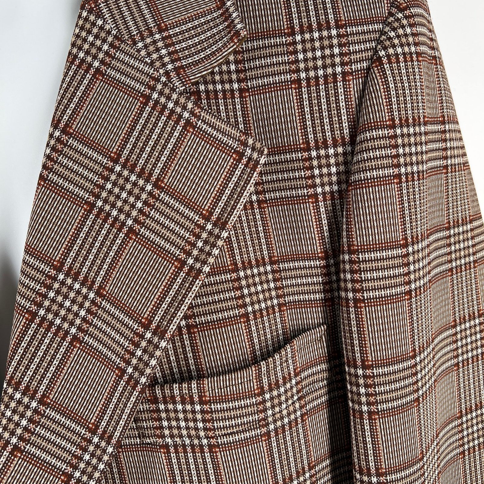 Vintage 70s brown plaid sports coat blazer by Curlee 1970s vintage Size 40R - 3 Thumbnail