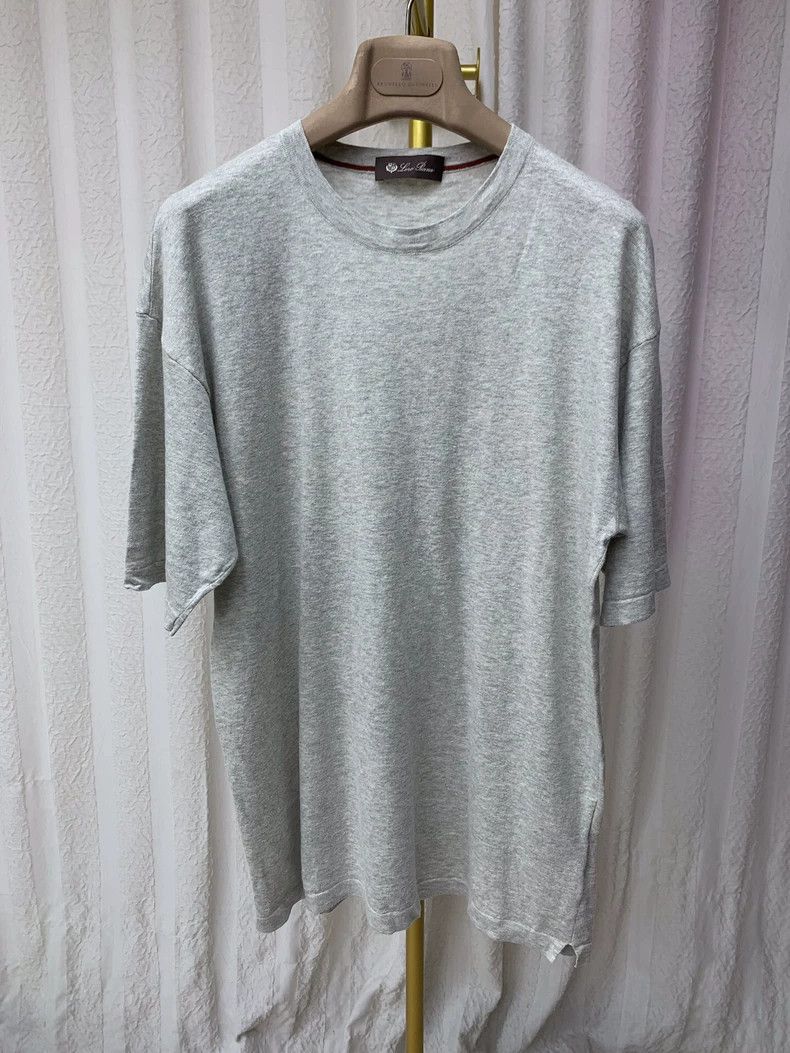 Loro Piana LORO PIANA Light grey cotton knitted solid round neck T-sh Size US L / EU 52-54 / 3 - 2 Thumbnail