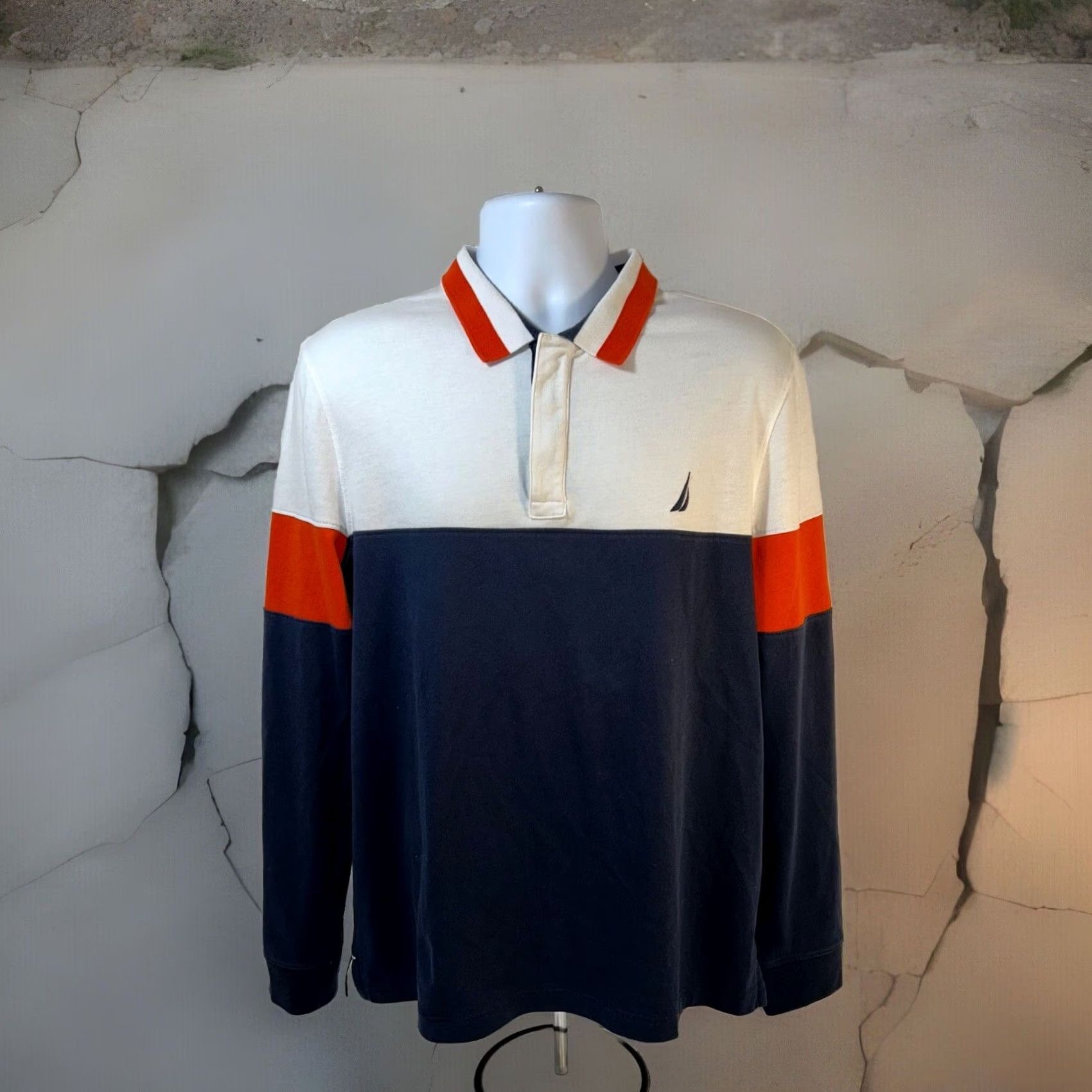Nautica Nautica Polo Multicolor Colorblock Long Sleeve Slim Fit 1/4 Zip Navy? (Original color: Multicolor) - Men Large Shirt Size US L / EU 52-54 / 3 - 5 Thumbnail