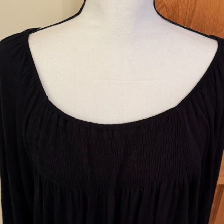 Other Women's Hiatus 2XL Black Smocked Long Sleeve Square Neck Bl Size XXL / US 16-18 / IT 52-54 - 2 Thumbnail