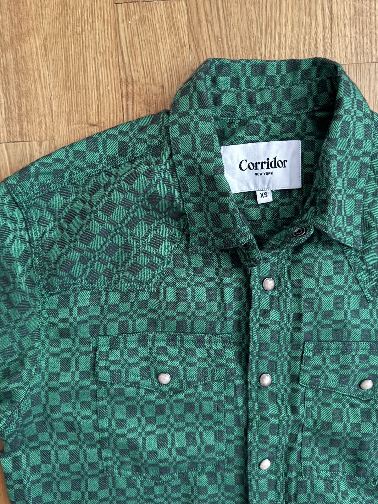 Corridor Corridor Overshot Western Long-Sleeve Shirt Green XS NWT Size US XS / EU 42 / 0 - 5 Thumbnail