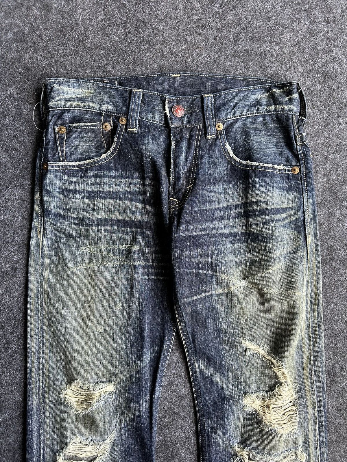 Edwin Vintage Edwin 503 Blue Trip Flare Washed Denim D383 Size US 28 / EU 44 - 2 Thumbnail