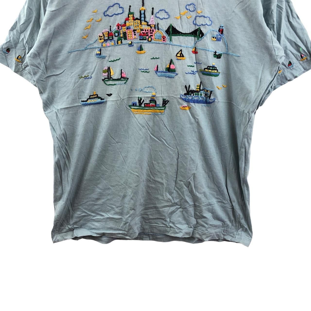 Vintage Vintage HAND STITCH EMBROIDERED Sea Nature Tee Shirt Holiday Size M / US 6-8 / IT 42-44 - 4 Thumbnail