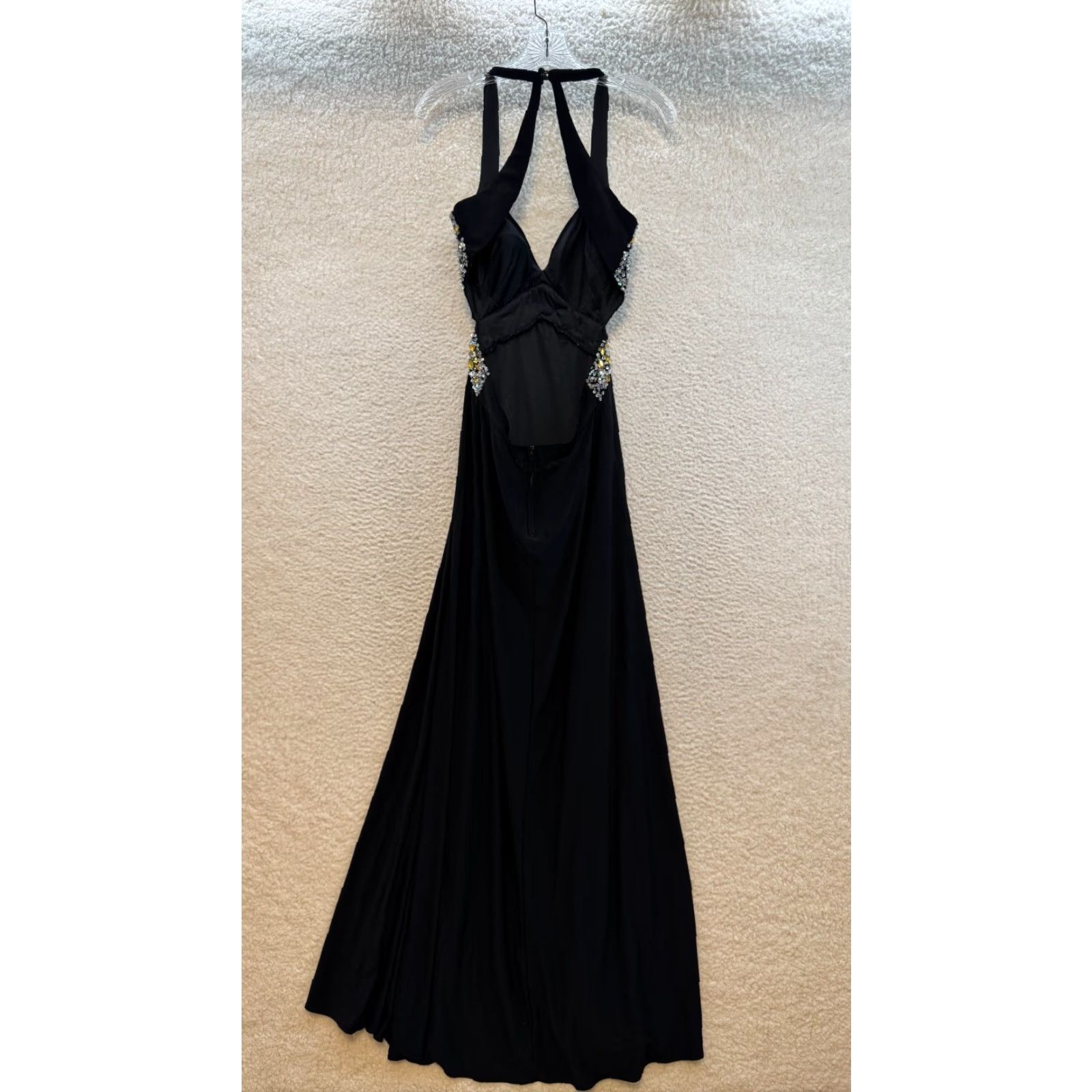 Vintage VINTAGE Y2K Prom Dress 10 Large Black Rhinestone Backless Maxi Formal Cocktail Masquerade Dress Women Size L / US 10 / IT 46 - 2 Thumbnail