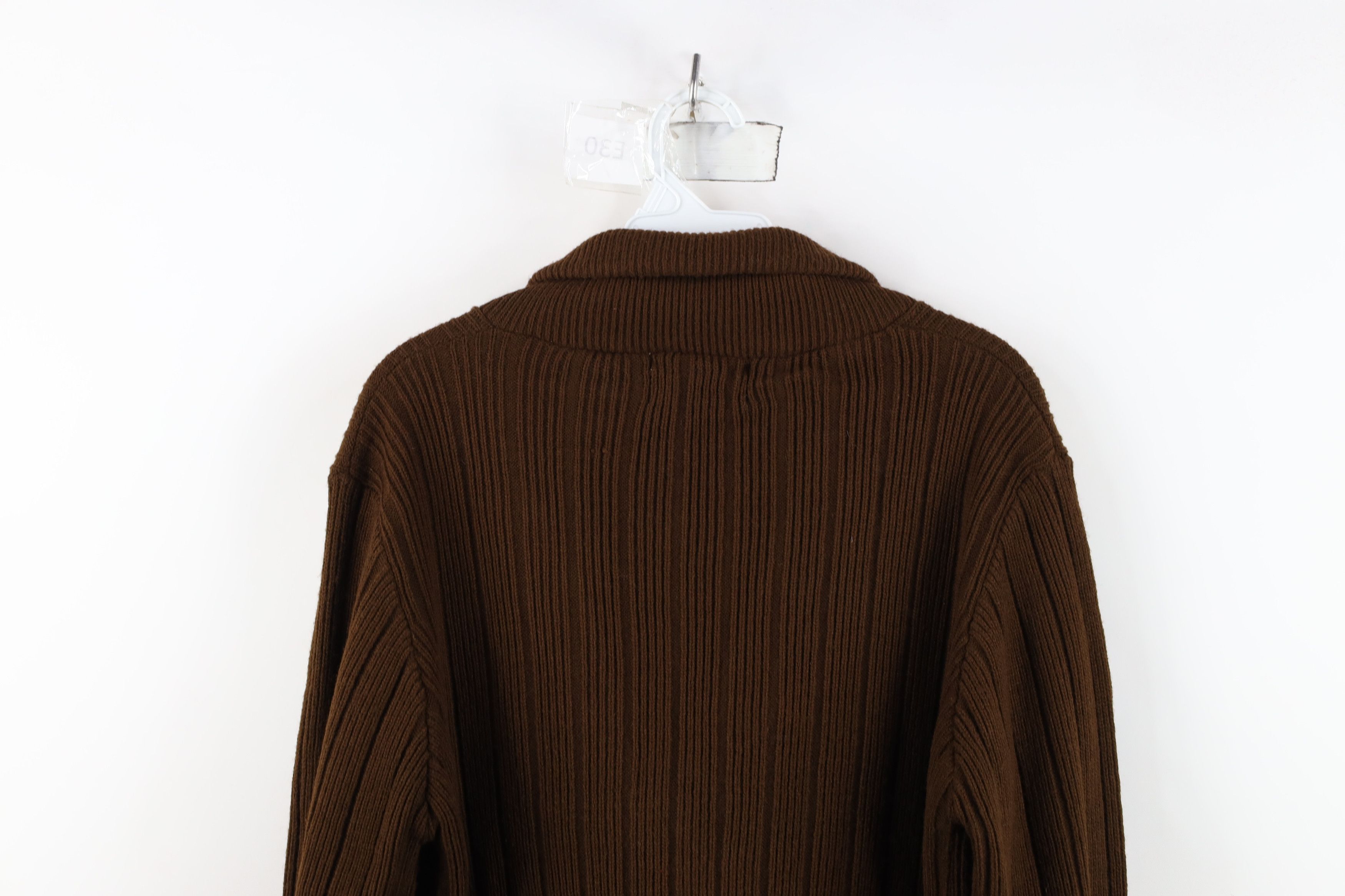 Vintage Vinage 60s 70s Streetwear Ribbed Knit Cardigan Sweater Brown Size L / US 10 / IT 46 - 11 Thumbnail