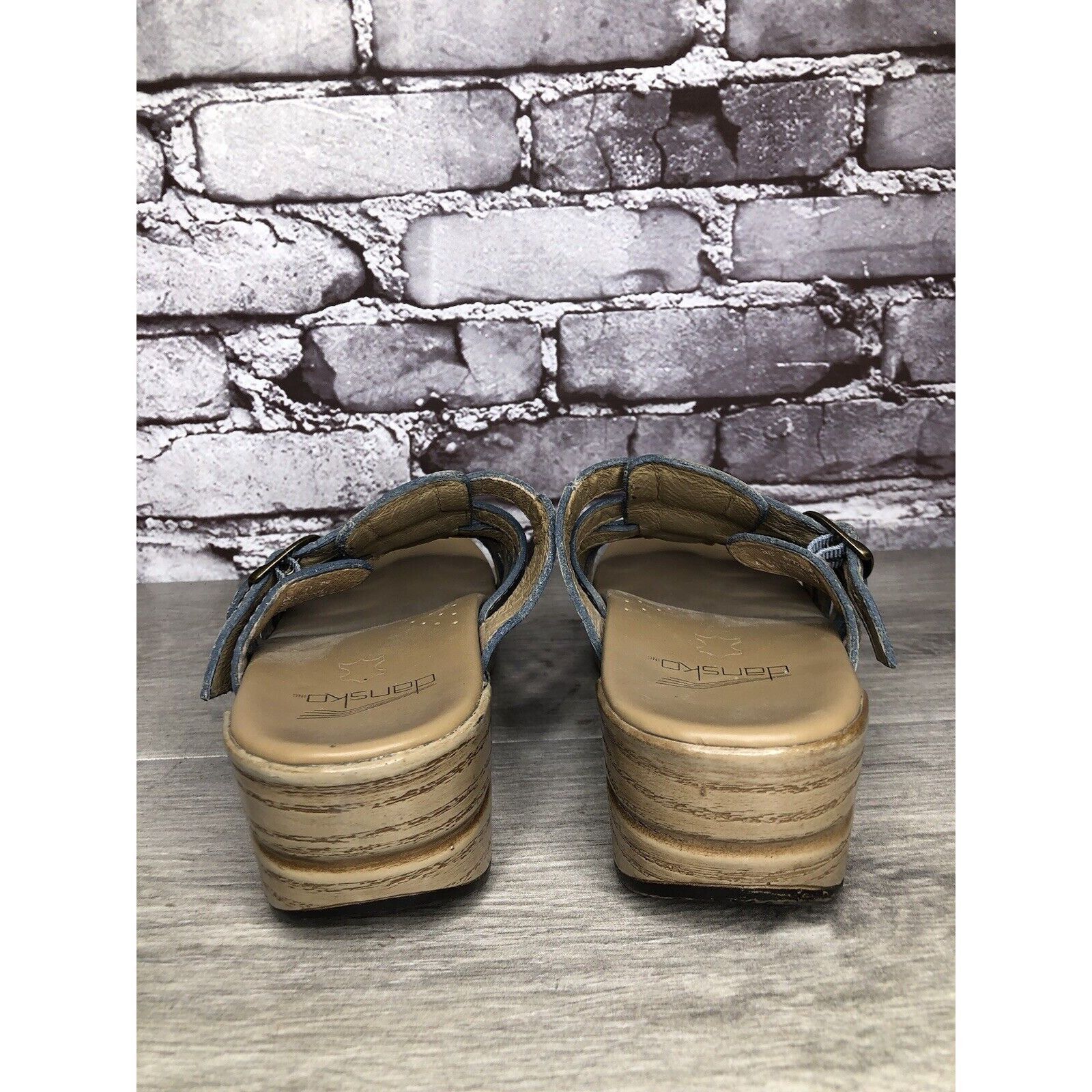 Other Dansko Blue Teal Leather Slide Buckle Straps Clogs Sandals W Size US 7.5 / IT 37.5 - 4 Thumbnail