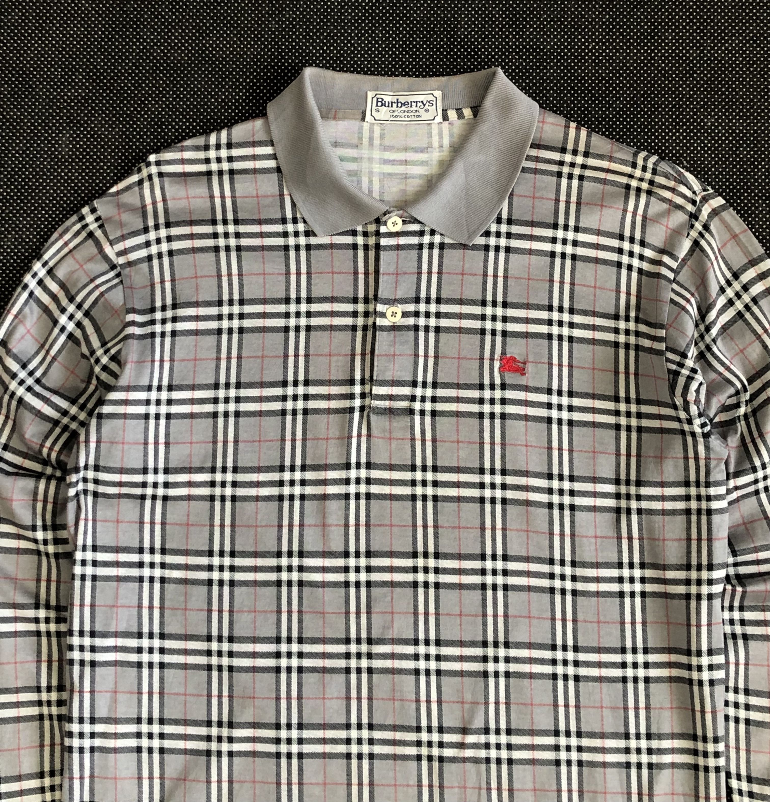 Burberry VINTAGE 80’S BURBERRYS GREY NOVA CHECK POLO L/S Size US M / EU 48-50 / 2 - 3 Thumbnail