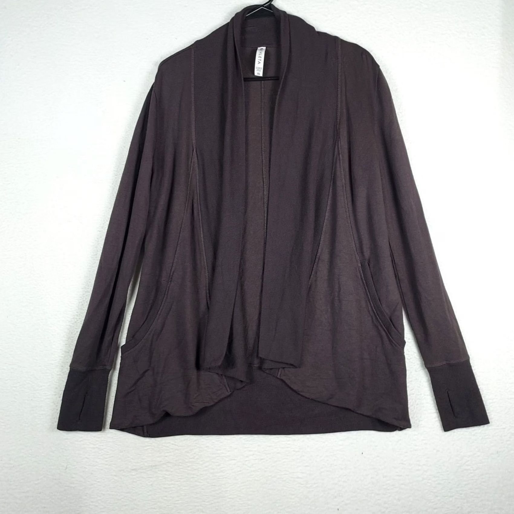 Athleta Athleta Women XS Brown Open Front Cardigan Wrap Jacket Modal Knit Stretch Sweater Cardigan Size XS / US 0-2 / IT 36-38 - 2 Thumbnail
