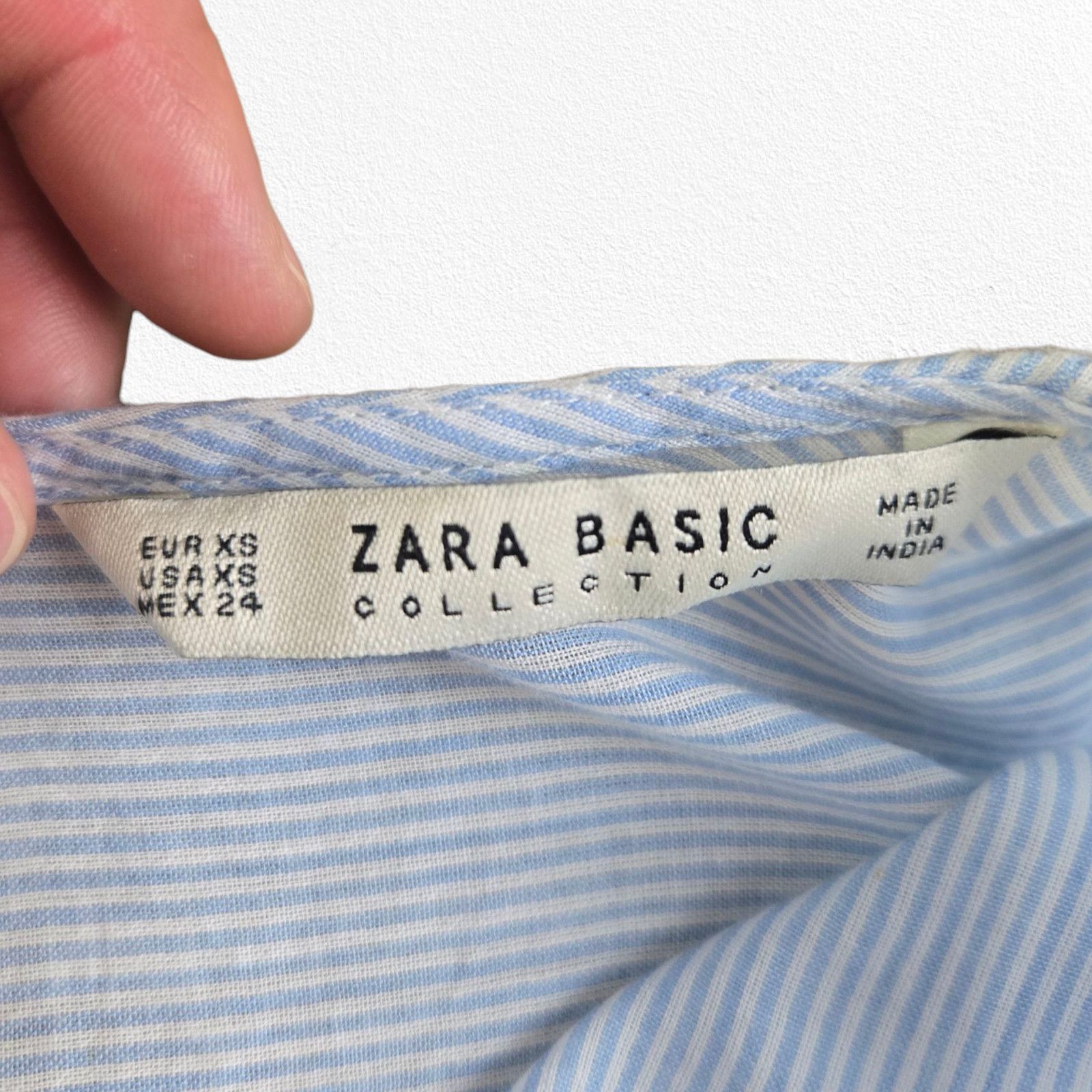 Zara Zara Blue Black Striped Embroidered Blouse Size XS Size XS / US 0-2 / IT 36-38 - 8 Thumbnail