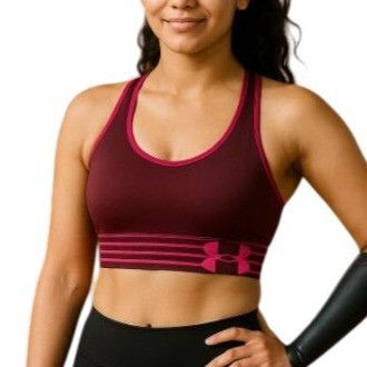 Under Armour Under Armour XS HeatGear Sports Bra Burgundy Pink Trim Compr Size ONE SIZE - 1 Thumbnail