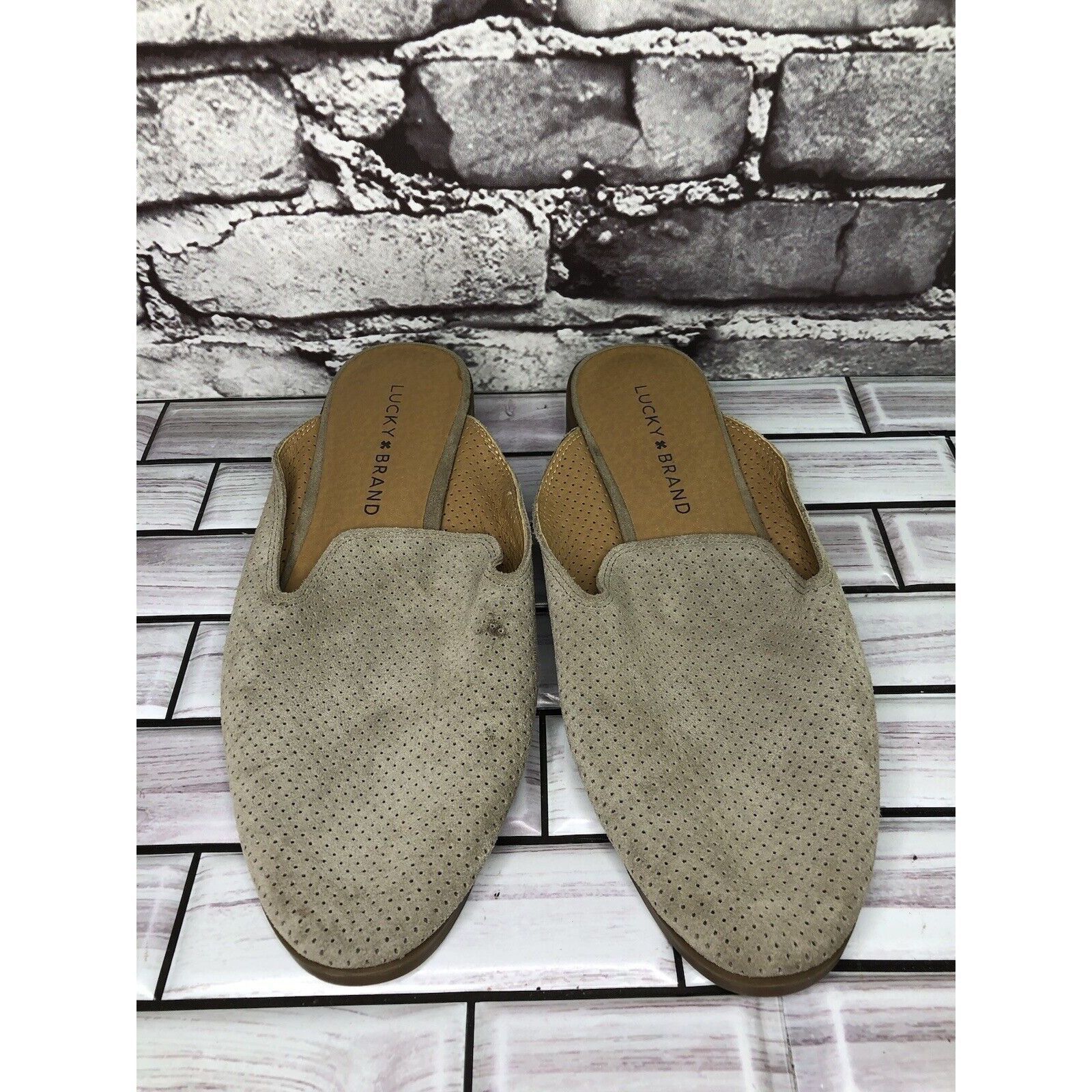 Lucky Brand Lucky Brand Coryna Taupe Suede Leather Slip On Mules Flats W Size US 7 / IT 37 - 2 Thumbnail