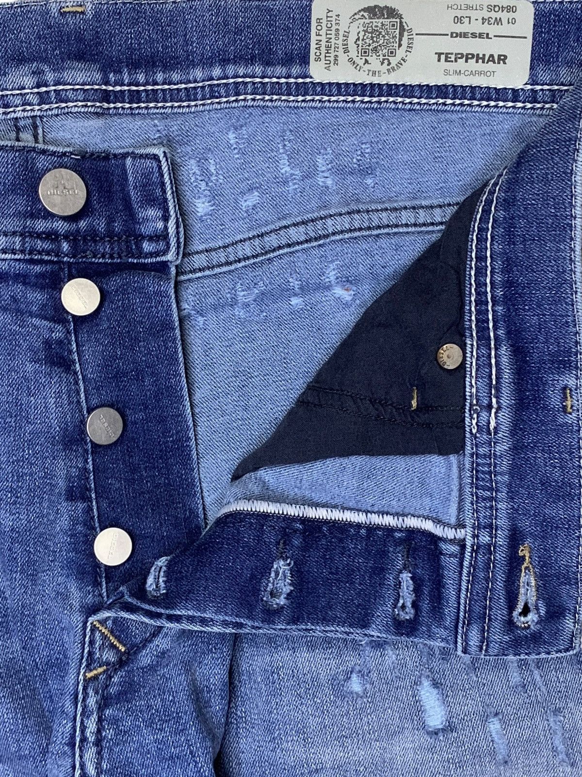 Diesel SALES🔥Vintage Diesel Patched Distressed Slim Fit Jeans Size US 35 - 3 Thumbnail