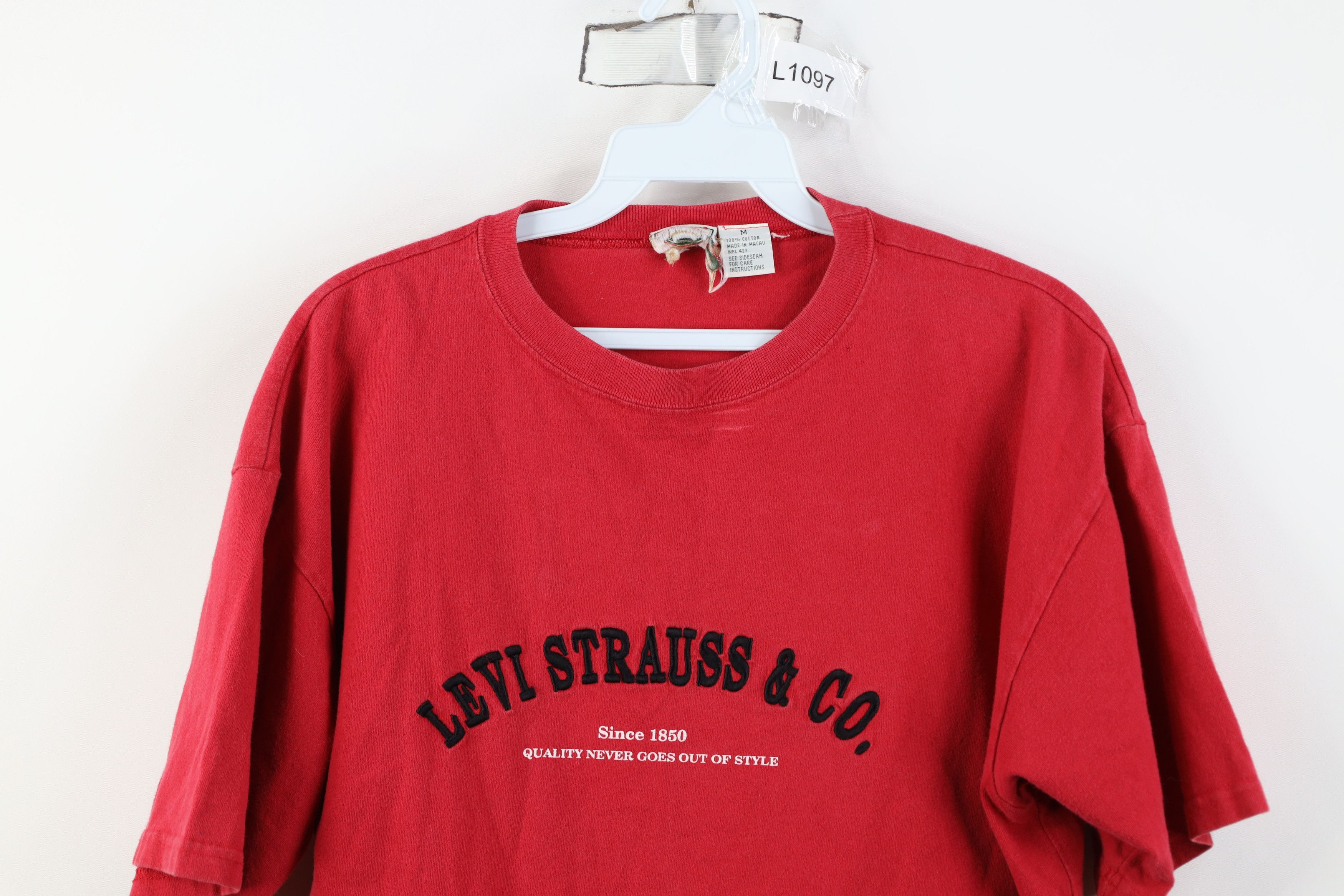 Levi's Vintage 90s Levis Spell Out Short Sleeve T-Shirt Red Size M / US 6-8 / IT 42-44 - 2 Thumbnail