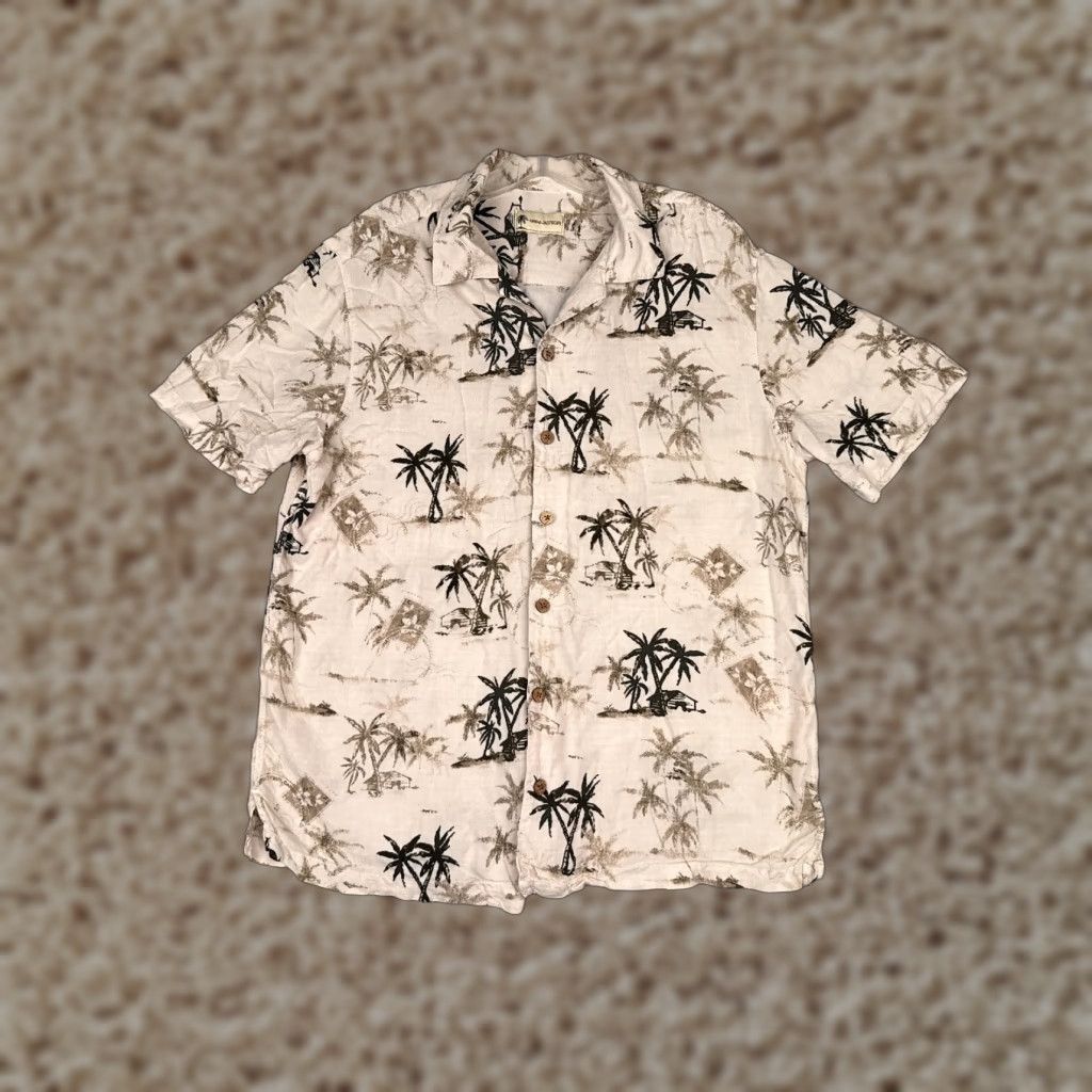Vintage Havana Jack's Cafe Shirt Men Medium Ivory Floral Palm Hawaiian Button Up Rayon Size US M / EU 48-50 / 2 - 1 Thumbnail