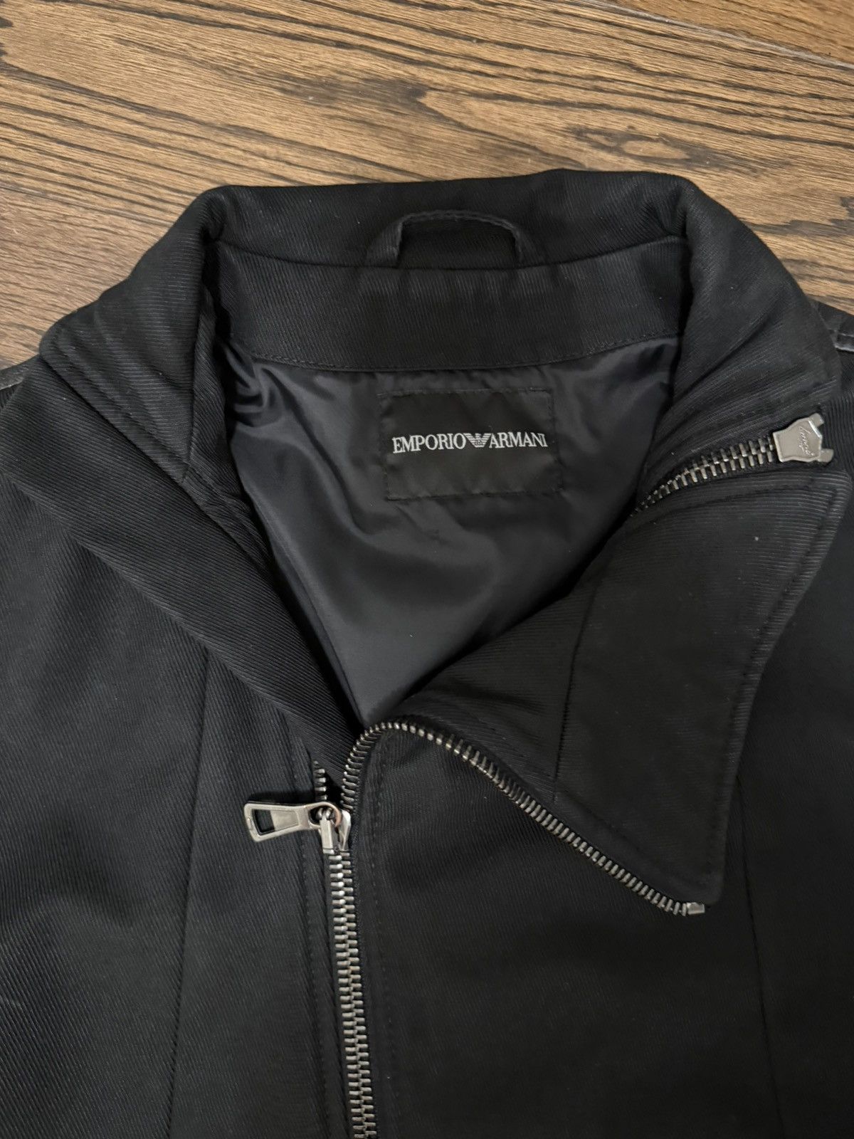 Emporio Armani FW12 Armani Asymmetrical Diagonal Zip Biker Jacket Size US M / EU 48-50 / 2 - 6 Thumbnail