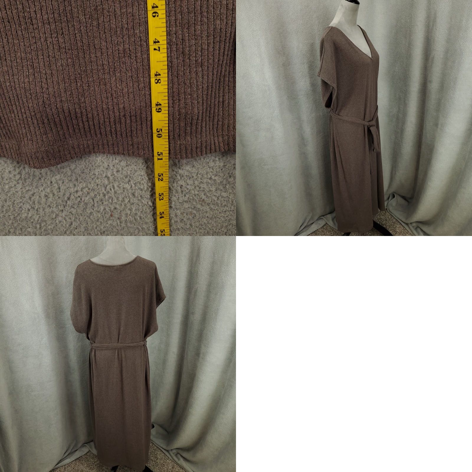 Old Navy Womens Old Navy Belted Dress XXL Brown Knit Midi Shirt Dress Stretch V-Neck Short Sleeve Belted Plus Size Casual Women Size XXL / US 16-18 / IT 52-54 - 8 Thumbnail