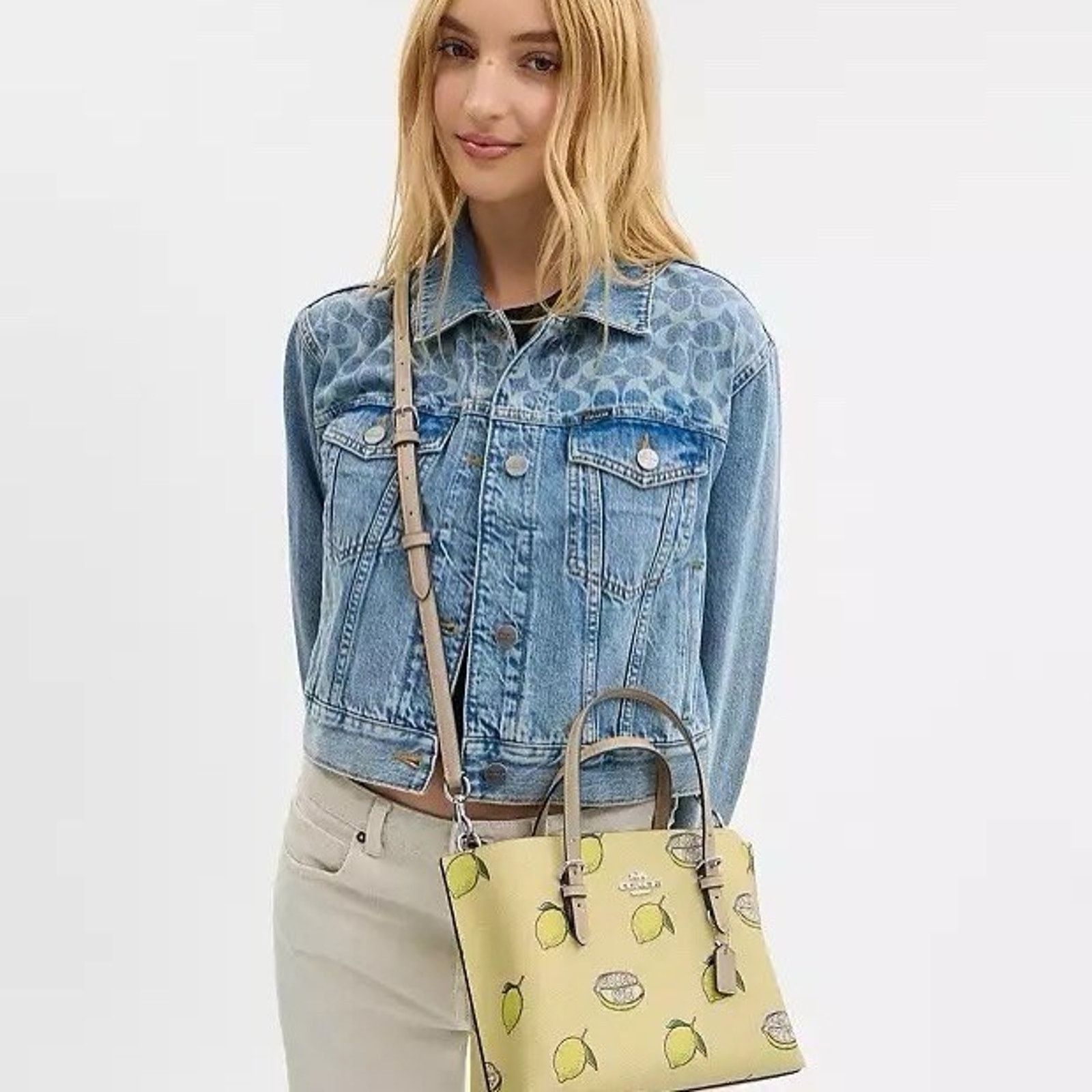 Coach NWT COACH Mollie Tote Bag 25 CAL78 Crossbody Lemon Print Size ONE SIZE - 8 Thumbnail