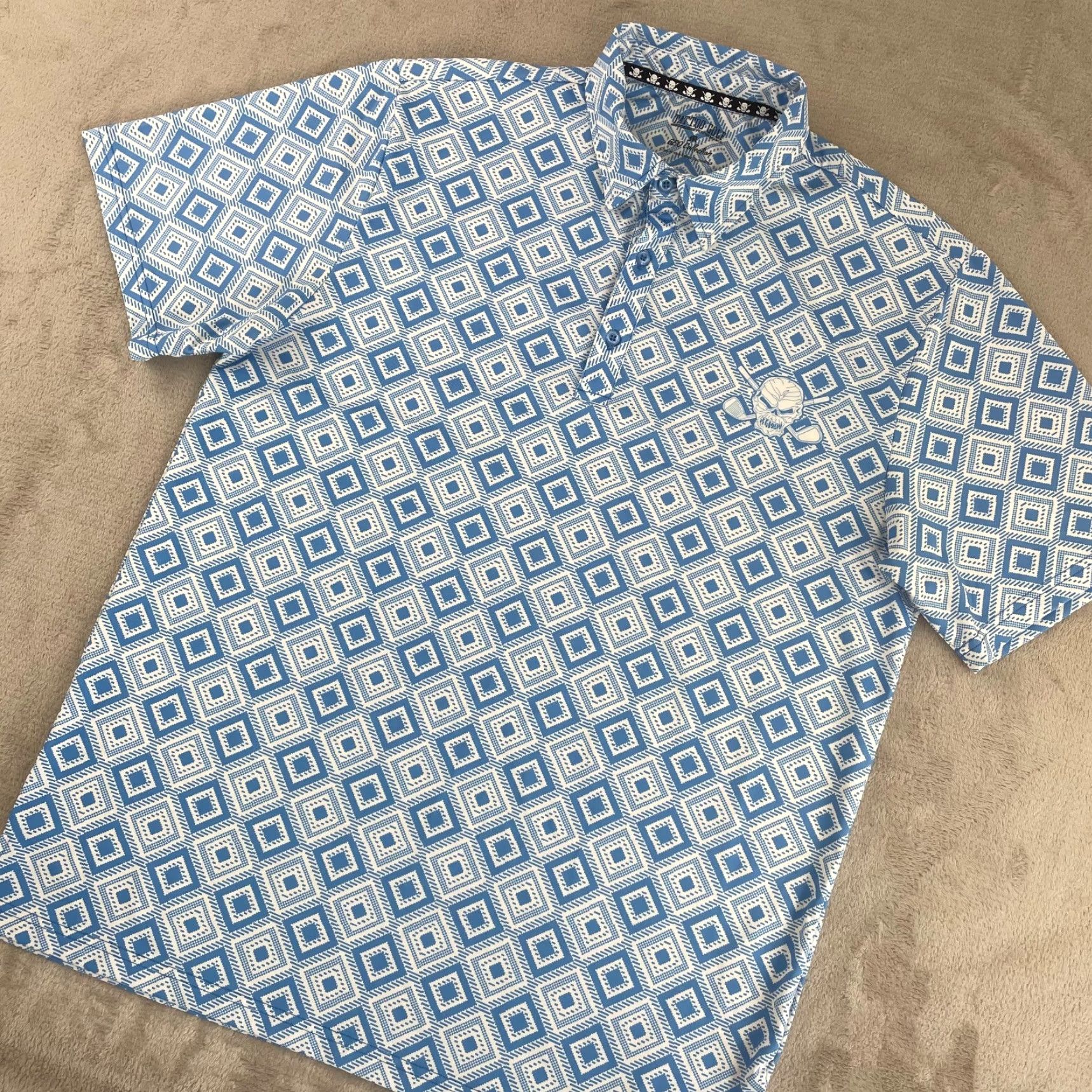 Vintage Tattoo Golf Polo Shirt Men Medium Blue Geometric Short Sleeve NWOT Size US M / EU 48-50 / 2 - 5 Thumbnail