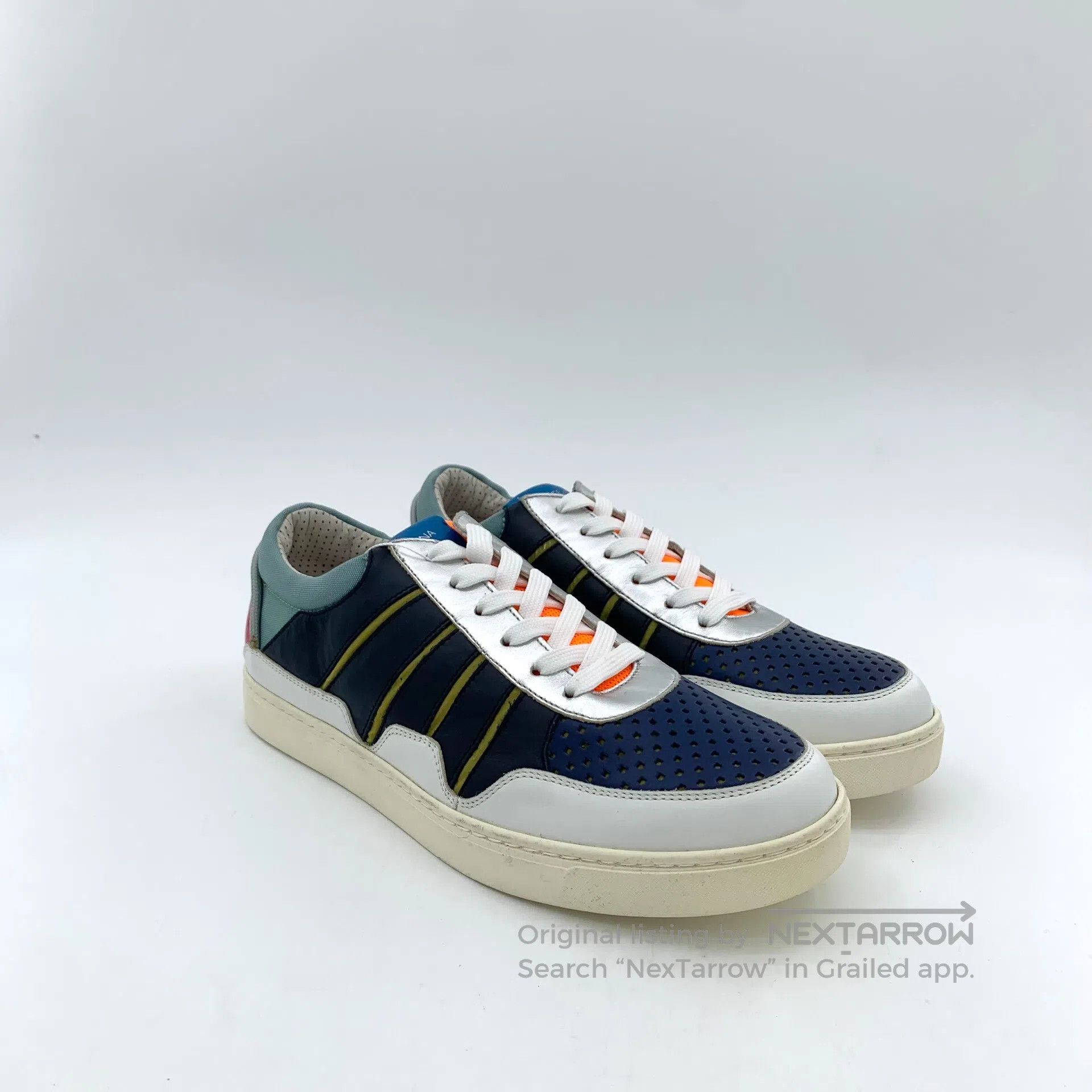 Dolce & Gabbana Dolce Gabbana Navy blue mesh leather lace-up casual flat s Size US 7 / EU 40 - 2 Thumbnail
