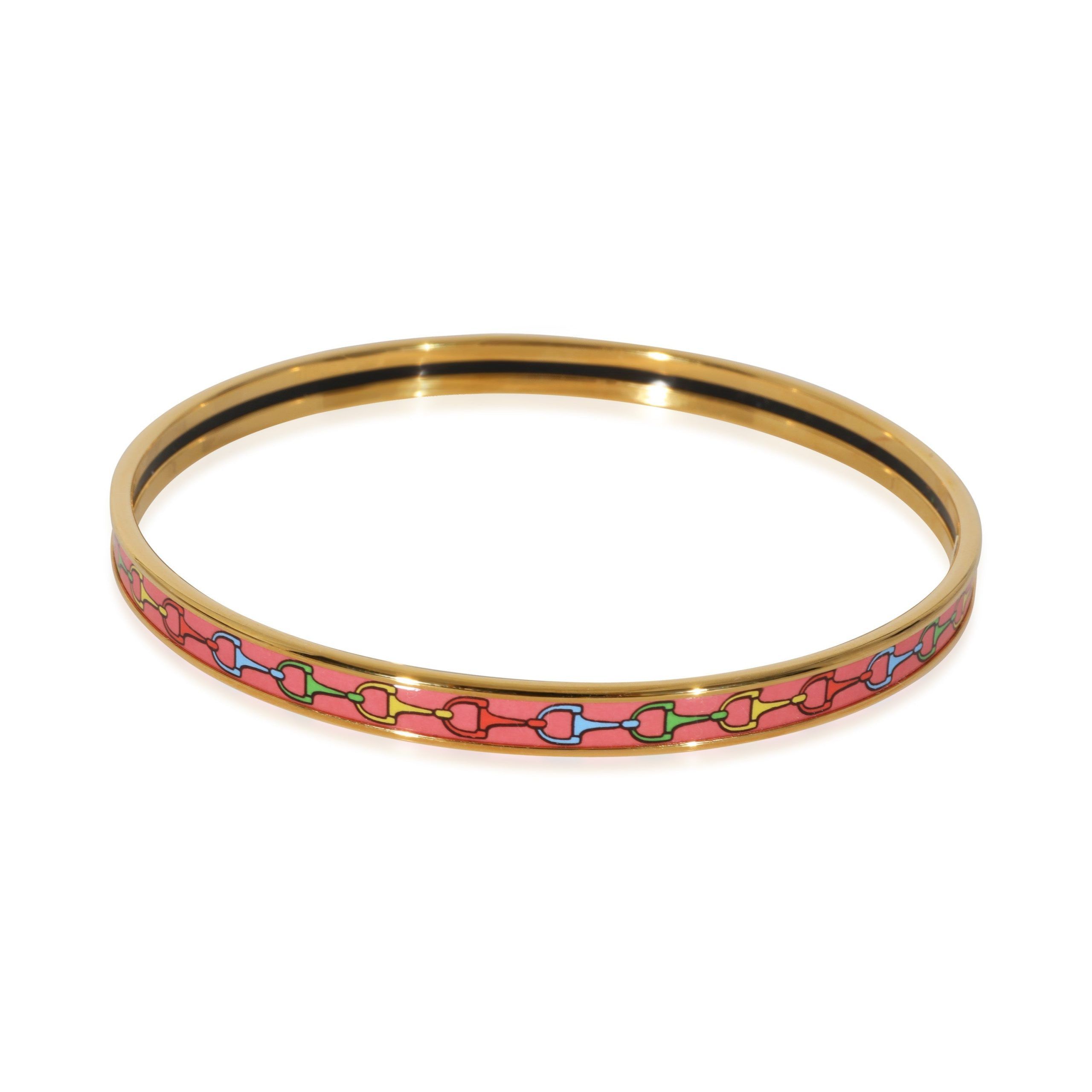 image of Hermes Cravates Mors Extra Narrow Bangle, Gold Plated, Amazone Pop Color, 67 Mm in Yellow, Women's