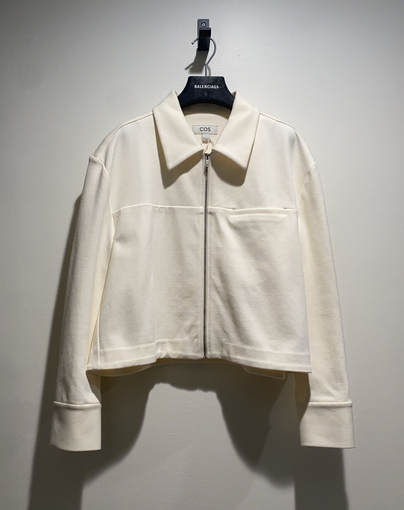 Pre-owned Cos Cropped Zip Blouson Jacket In White
