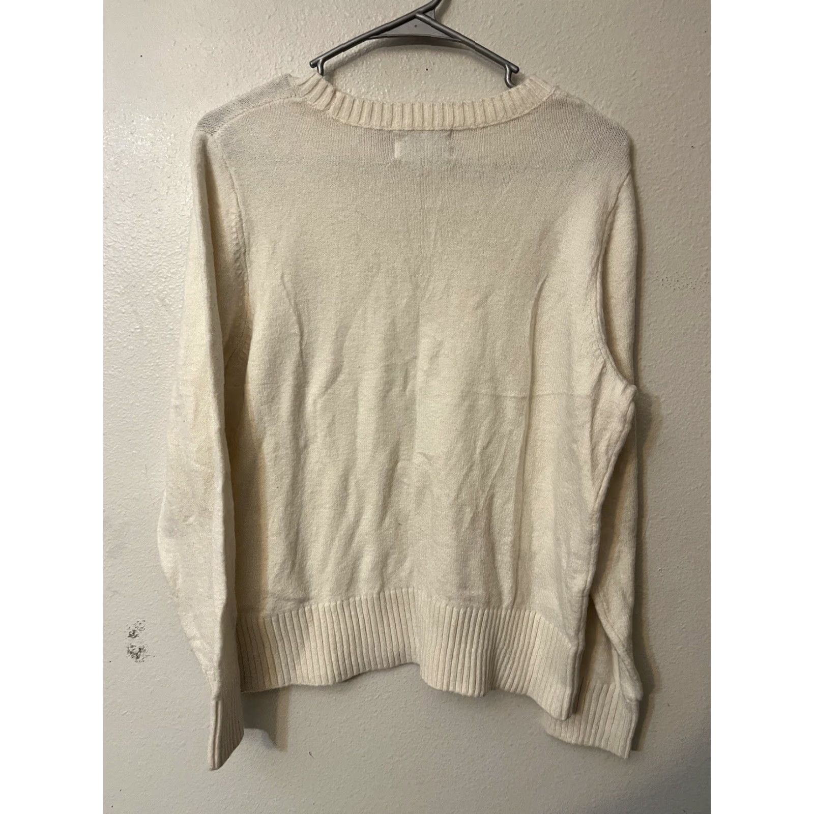 Old Navy Old Navy Women's Sweater Long Sleeve Ivory Knit Pullover XL Size Regular Size XL / US 12-14 / IT 48-50 - 3 Thumbnail