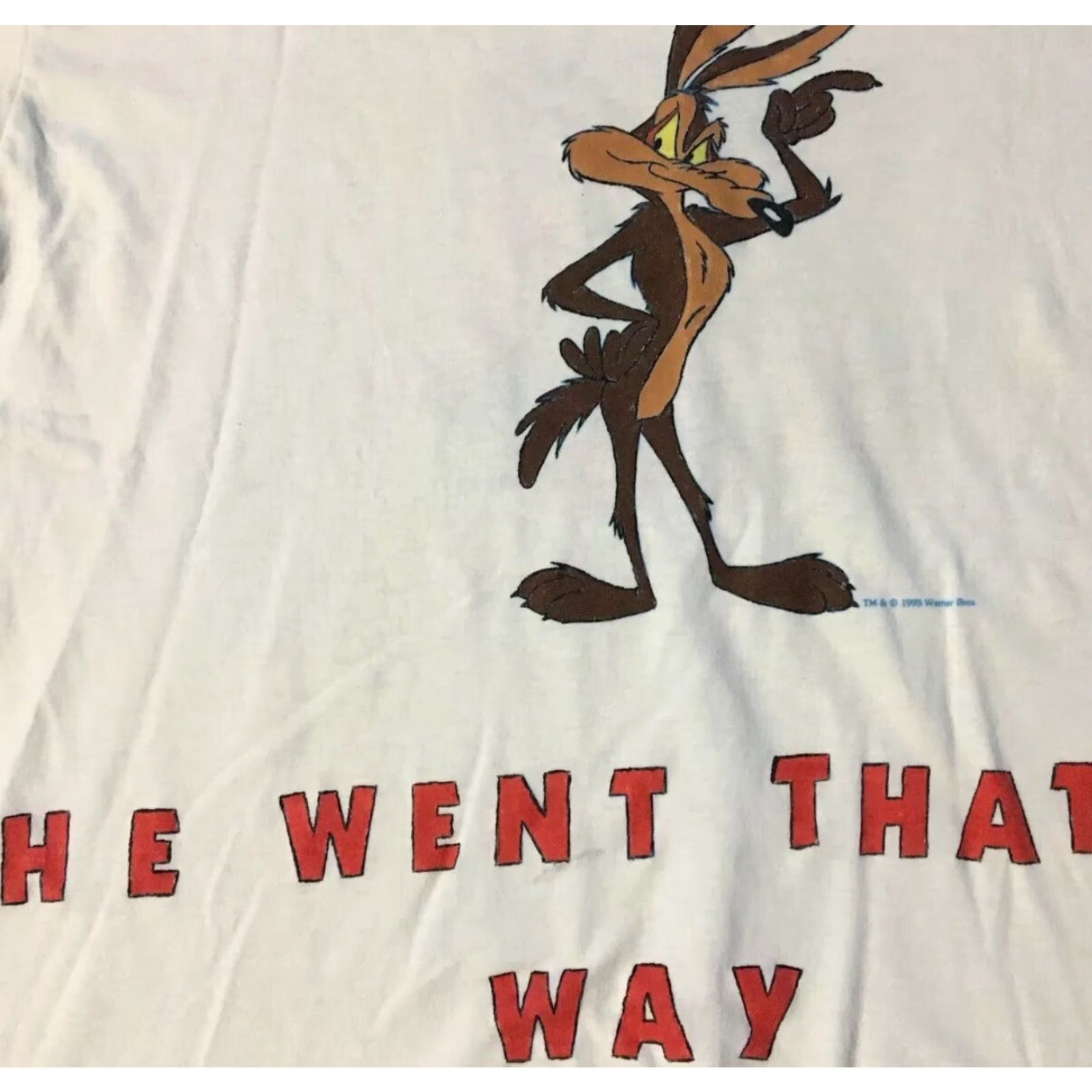 Vintage VINTAGE 90s Wile E Coyote Roadrunner T-Shirt XL White Nike? Size US XL / EU 56 / 4 - 3 Thumbnail