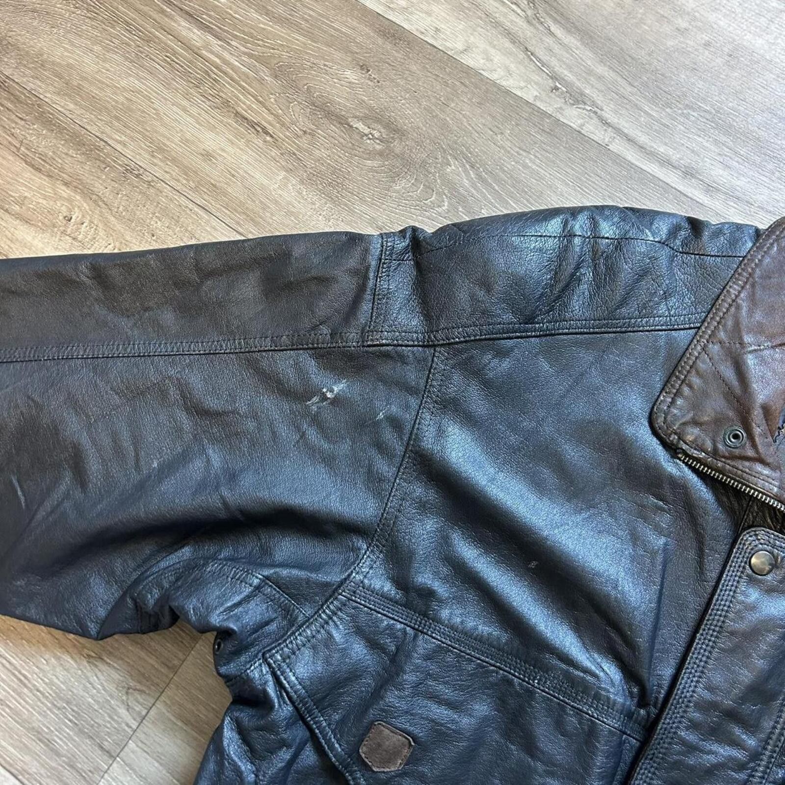 Other Men's Black Genuine Leather Jacket XL Size US XL / EU 56 / 4 - 4 Thumbnail