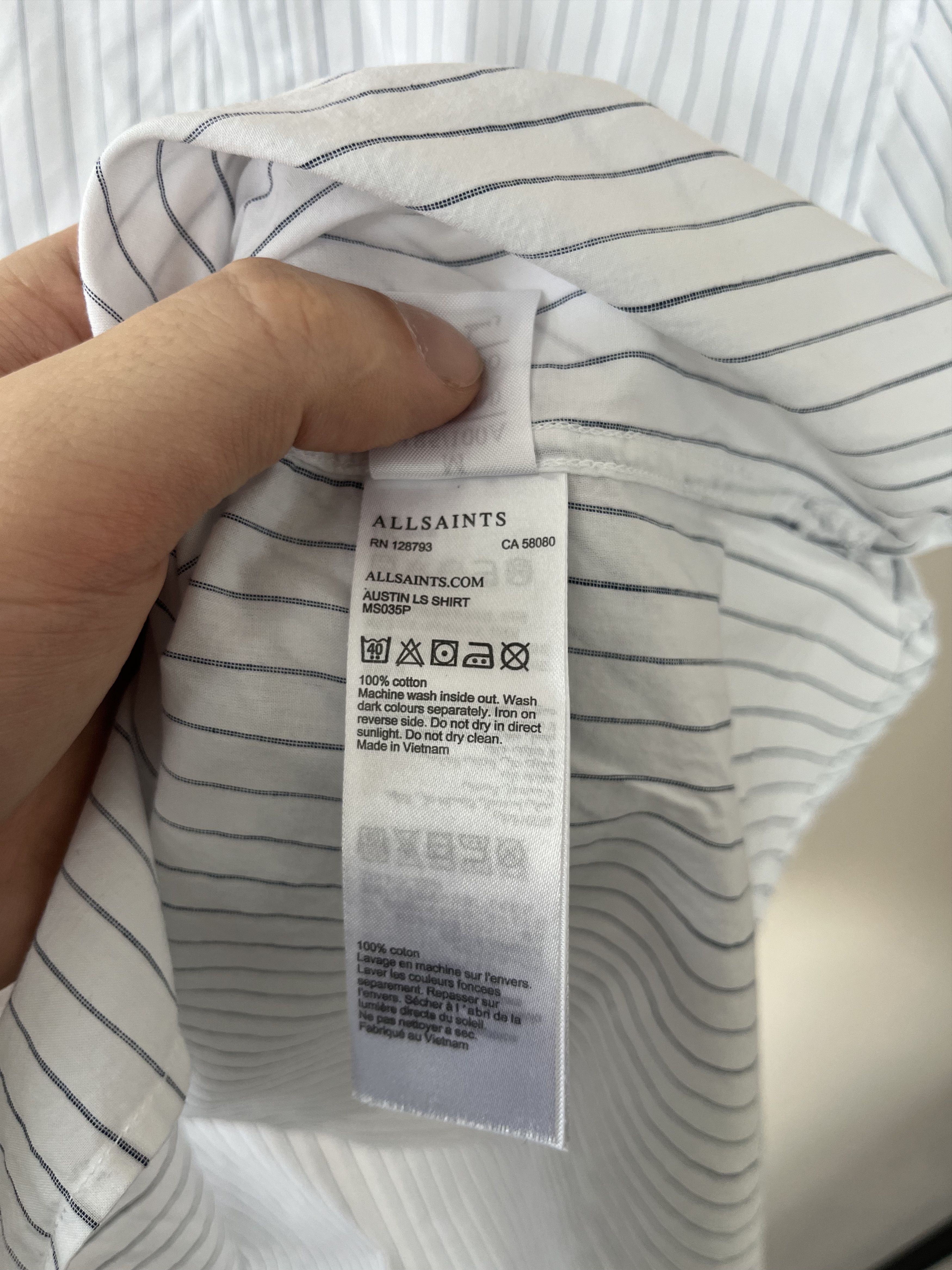 Allsaints Allsaints Men's AUSTIN LS Striped SHIRT Cotton Button Up Size US M / EU 48-50 / 2 - 11 Thumbnail