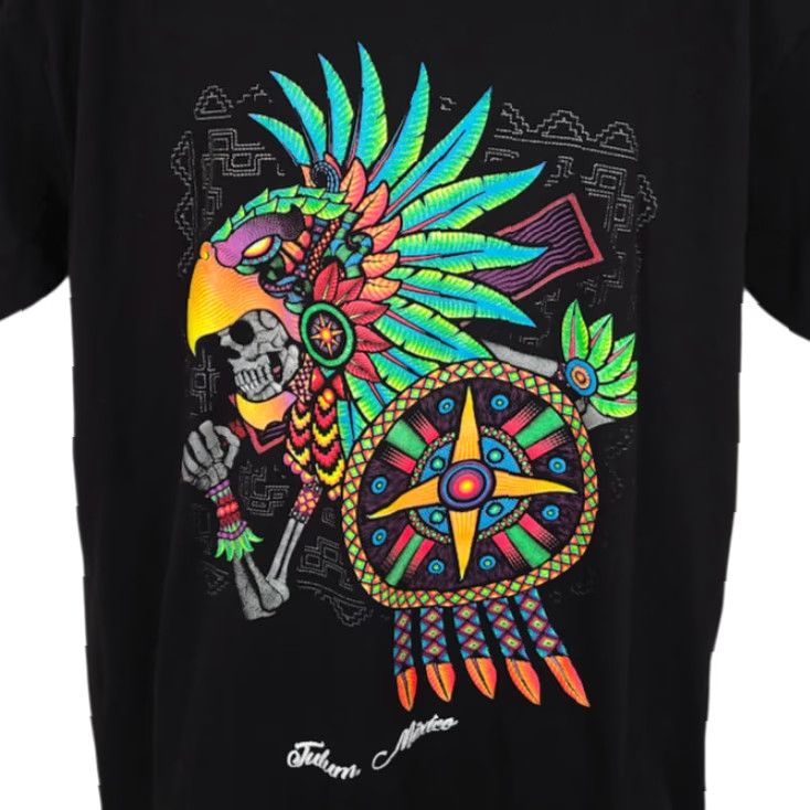 Vintage Tulum Mexico T Shirt Mens XL Black Aztec Art Travel Destination Tee Size US XL / EU 56 / 4 - 2 Thumbnail