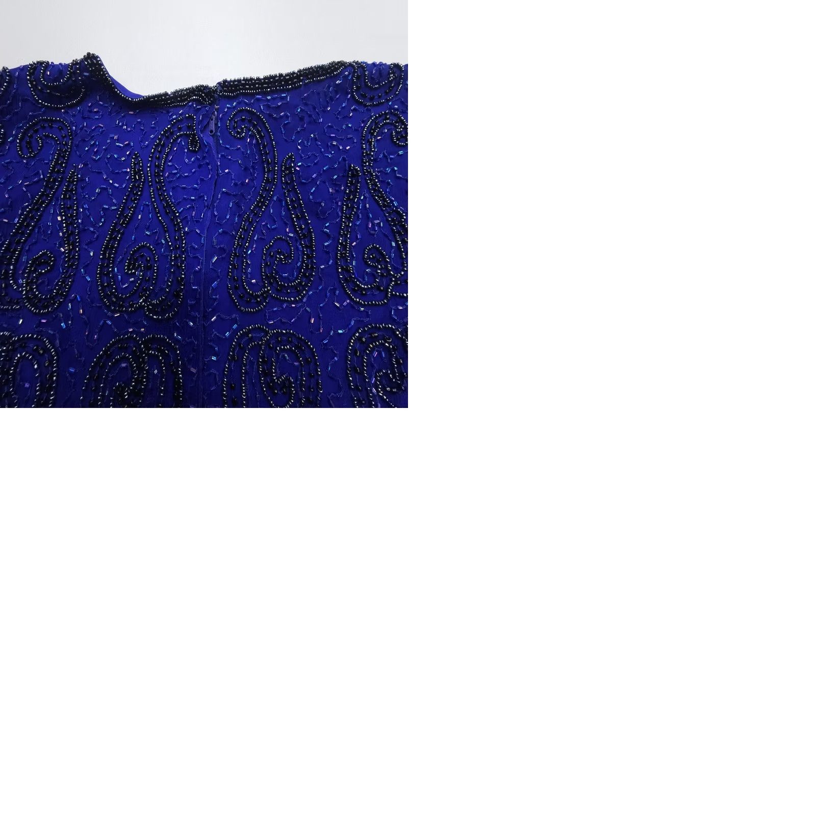 Vintage VINTAGE Stenay Silk Jacket Beaded Lined Paisley 1X Blue Black Short Sleeve Zip Womens Jacket Size XL / US 12-14 / IT 48-50 - 9 Thumbnail