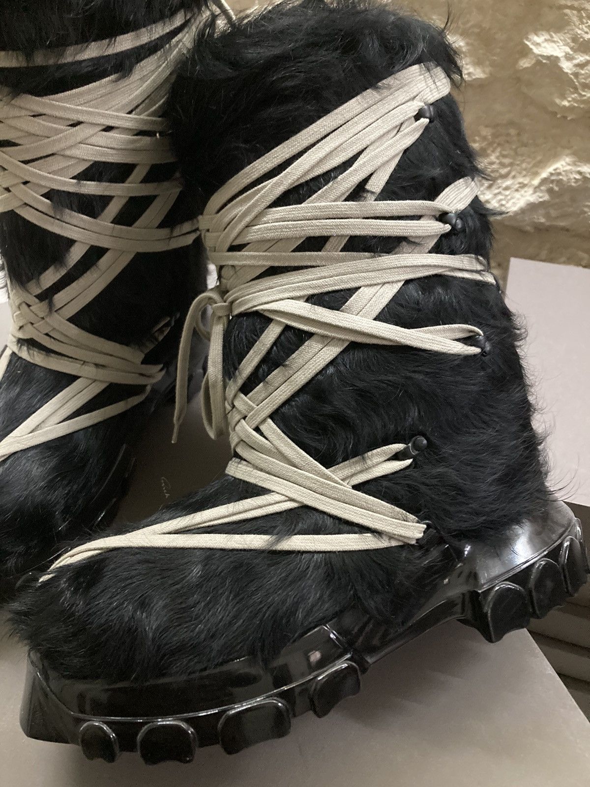 Rick Owens NEW Men’s Black Polished Pony Lunar Boots by Rick Owens Size US 9 / EU 42 - 8 Thumbnail