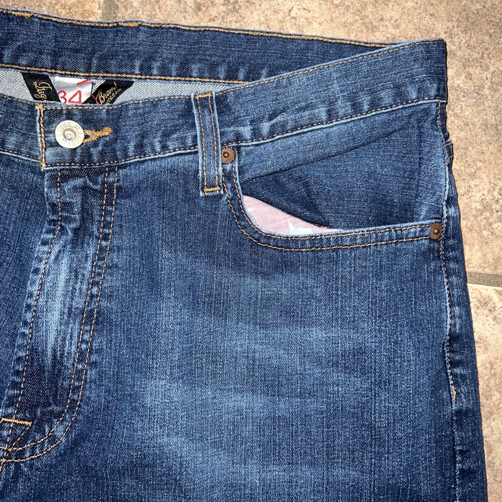Lucky Brand Lucky Brand Gene Montesano Blue Straight Jeans Means Size 34x32 Mens Jeans Straight 34x32 Blue Size US 34 / EU 50 - 2 Thumbnail