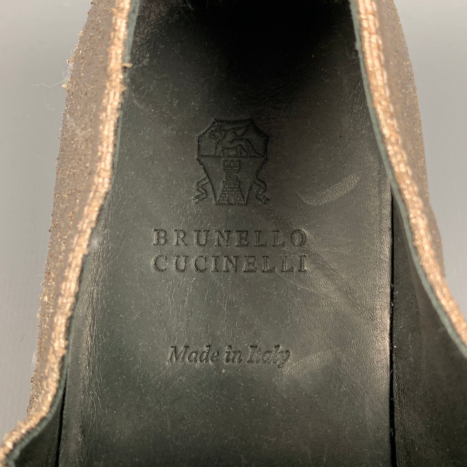 Brunello Cucinelli BRUNELLO CUCINELLI 7 Silver Leather Crackled Loafer Flats Size US 7 / IT 37 - 6 Thumbnail