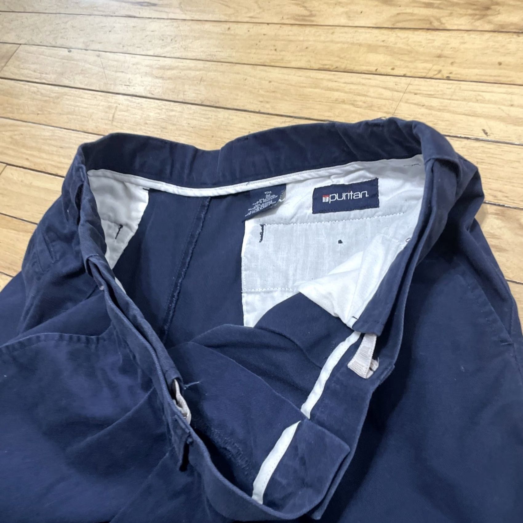 Vintage VINTAGE Puritan Pleated Chino Shorts Men 36 Navy Blue 90s Preppy Y2k Adjustable Lisn Linen Cotton Short w Pockets Boys Size US 36 / EU 52 - 4 Thumbnail
