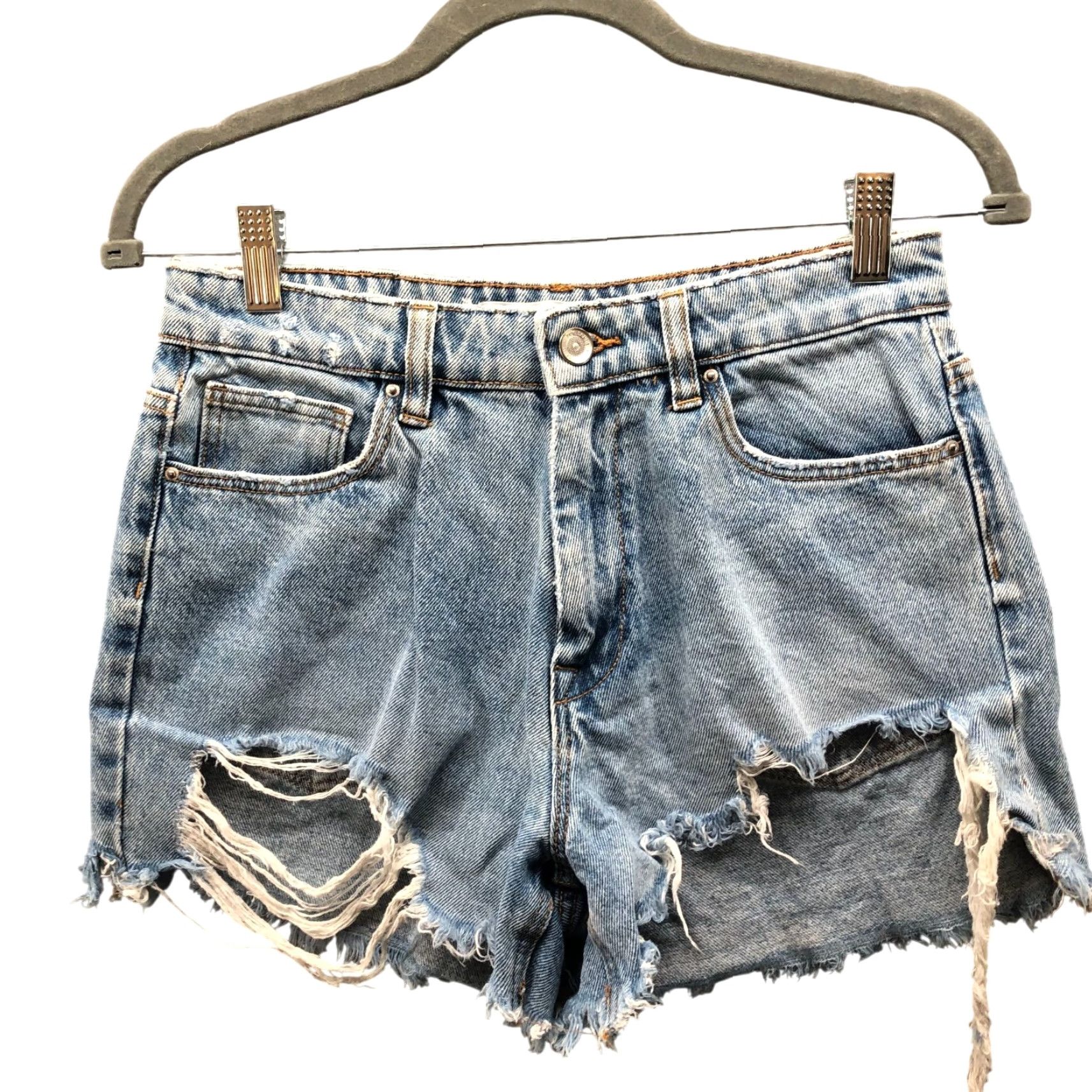 Zara Zara Denim Shorts Womens 4 Blue Light Wash Cutoff Frayed Ripped Distressed Jeans Shorts Women 4 Blue Light Wash Cut-Off Size 27" / US 4 / IT 40 - 2 Thumbnail