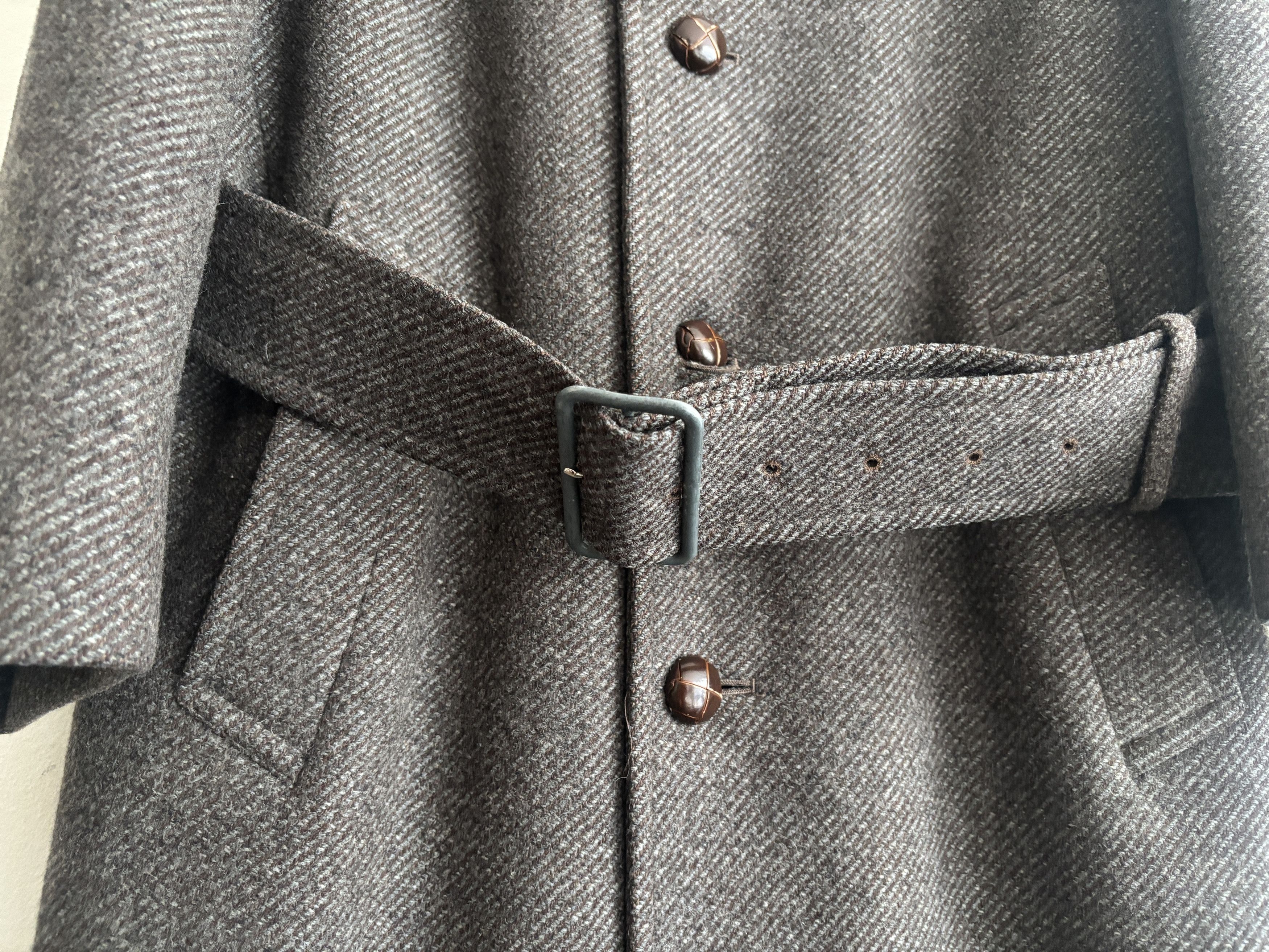 Aquascutum Grey Brown Belted Wool Tweed Overcoat --36-38 Short/ Small Size US S / EU 44-46 / 1 - 6 Thumbnail