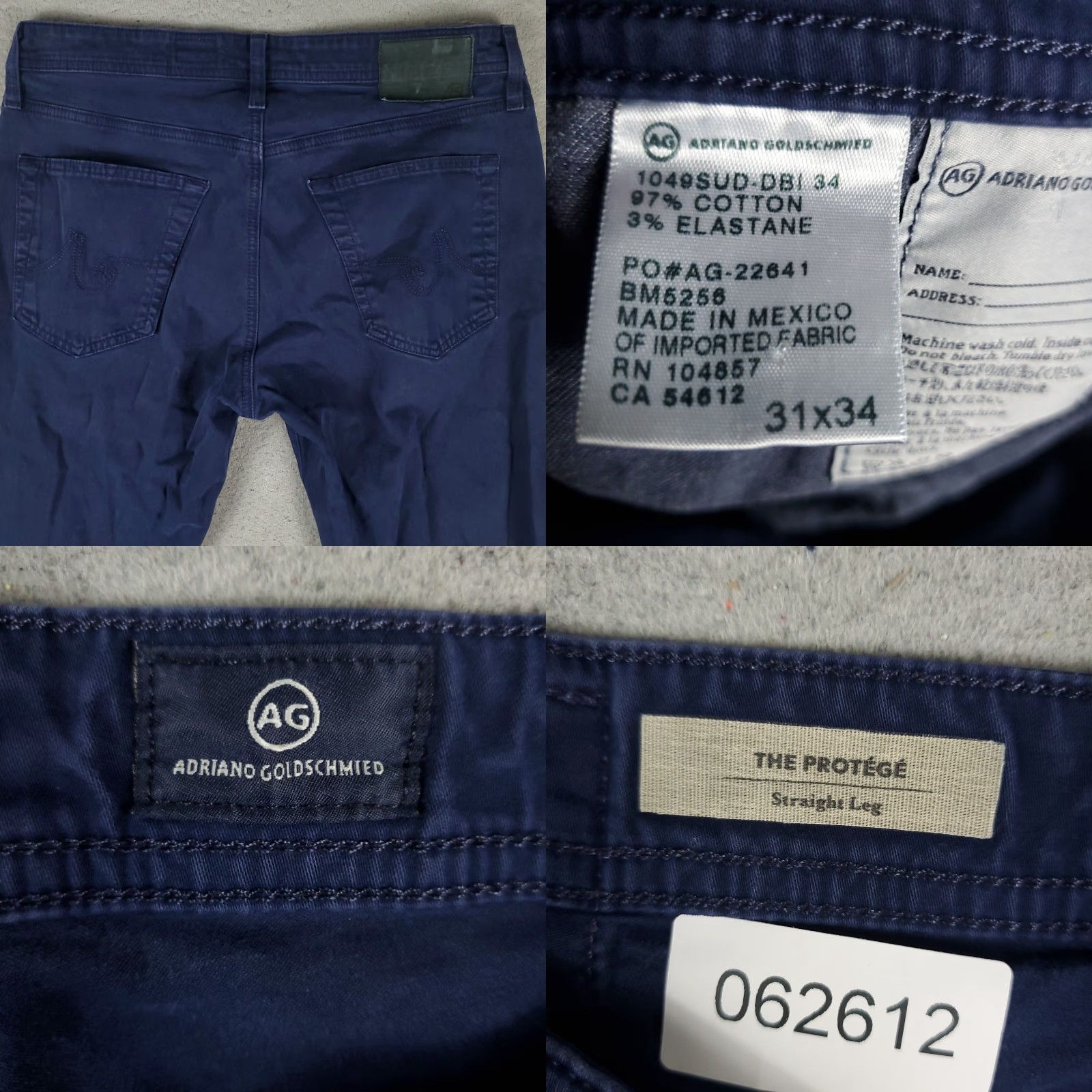Vintage VINTAGE AG Adriano Goldschmied Men's Jeans 31x28 Blue Straight Leg Cotton Regular Fit American Classic Size US 31 - 8 Thumbnail