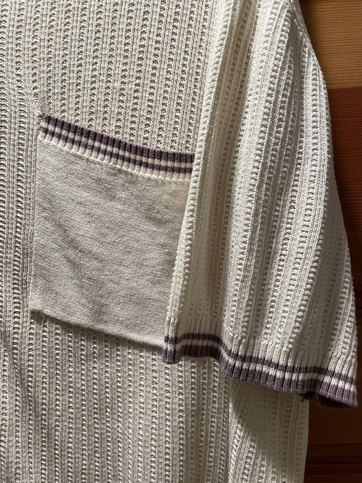 Standard Cloth × Urban Outfitters Urban Outfitters Stitch Knit Shirt, White/Purple Size US M / EU 48-50 / 2 - 4 Thumbnail