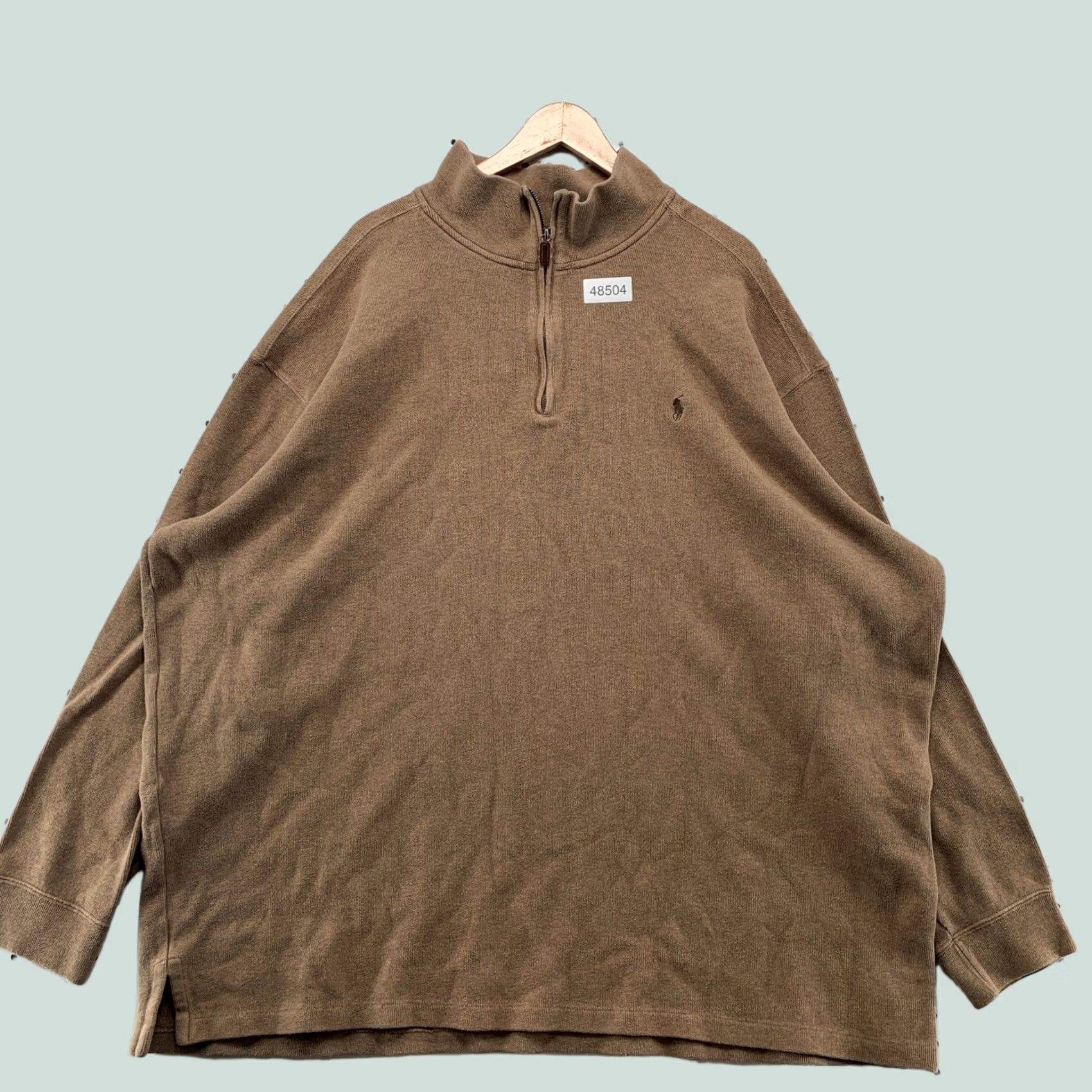 Polo Ralph Lauren Polo Ralph Lauren Sweater Mens 4XLT Brown Cotton Quarter Zip Pullover 00s Size US XXL / EU 58 / 5 - 1 Thumbnail