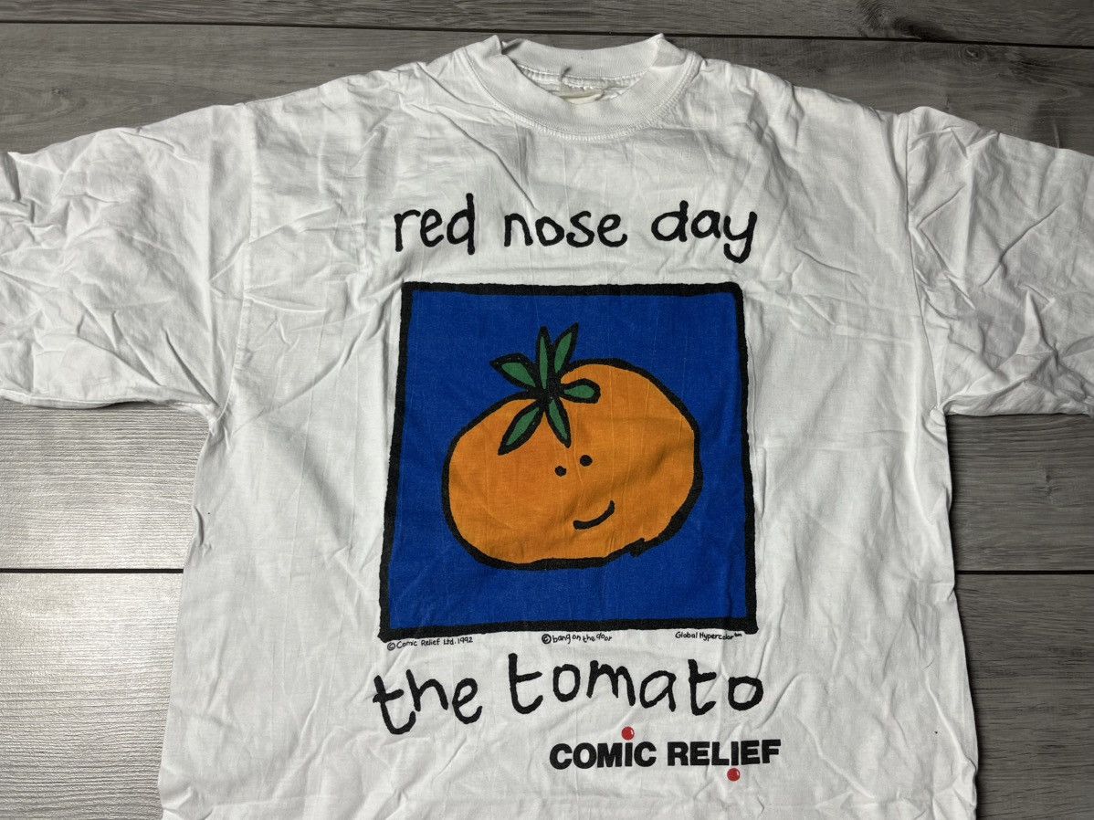 Band Tees × Vintage Vintage Comic Relief The tomato red nose day Tshirt 1992 art Size US M / EU 48-50 / 2 - 3 Thumbnail