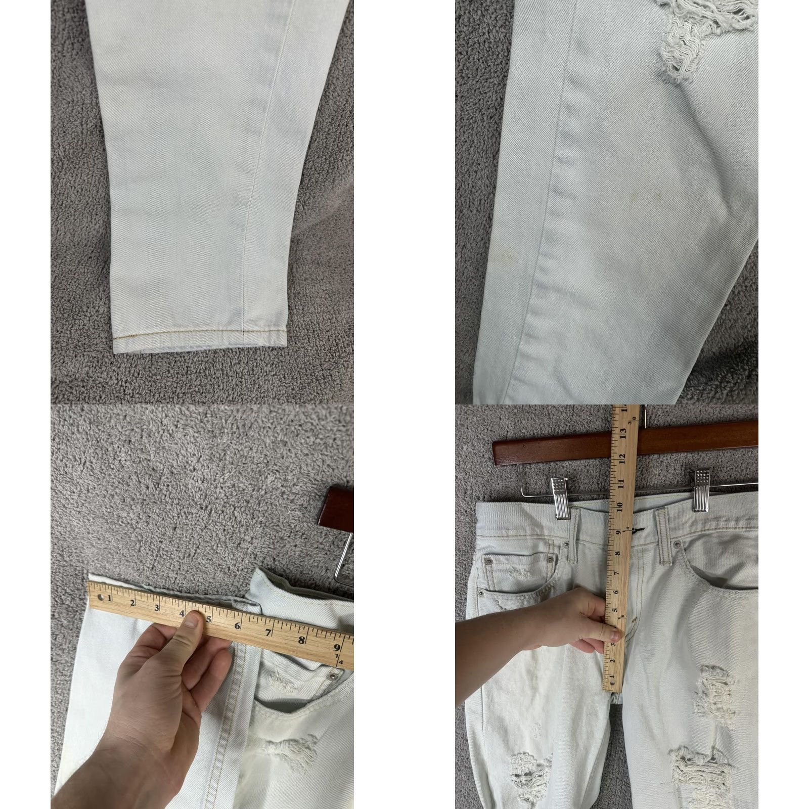 Levi's Levi's 511 Jeans Mens 31x32 White Slim Distressed Ripped Tapered Stretch Denim Wool? Size US 31 - 8 Thumbnail