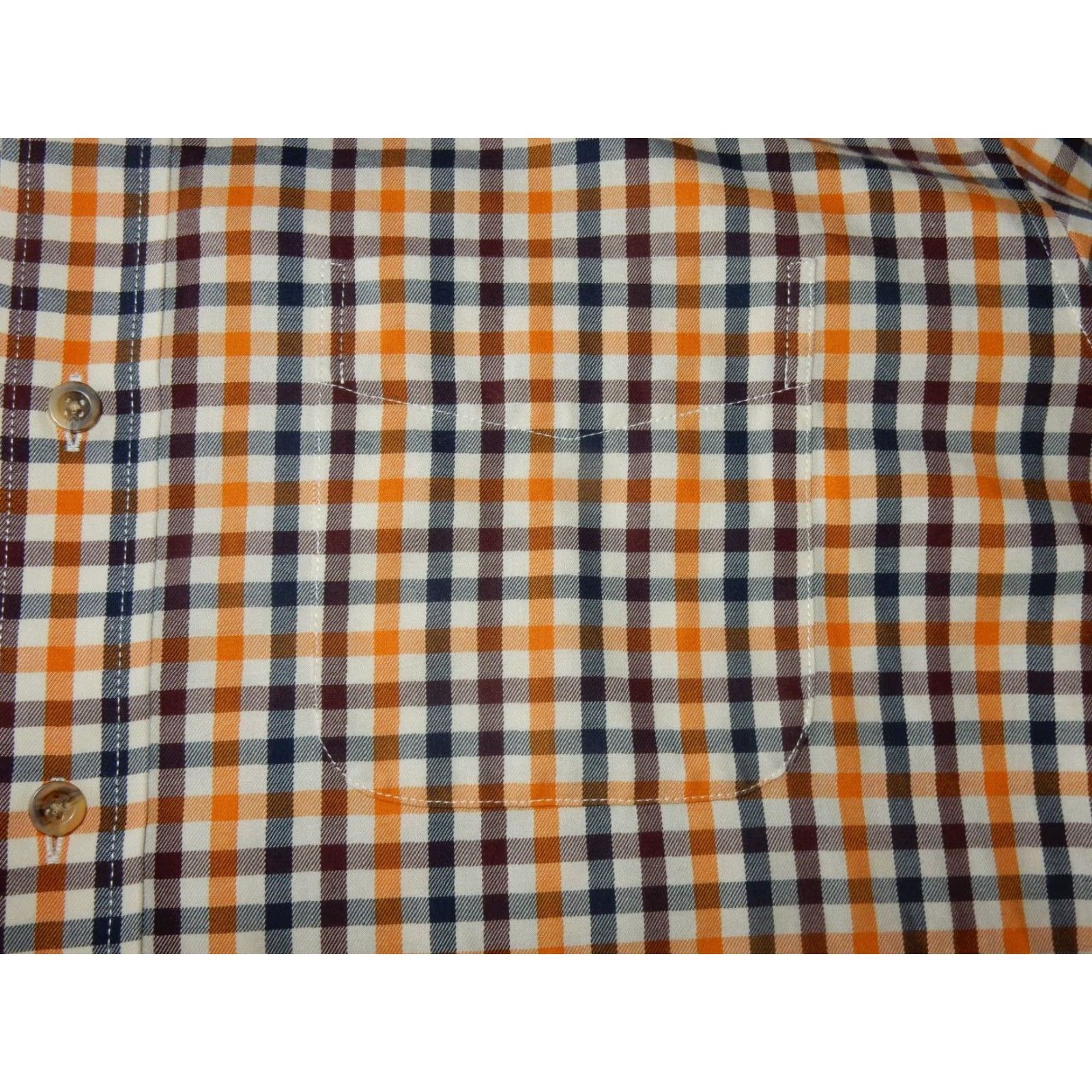 Vintage VINTAGE L.L. Bean Men's Plaid Cotton Button-Up Shirt Size Large Long Sleeve Orange-Brown-Blue Mens Size US L / EU 52-54 / 3 - 3 Thumbnail