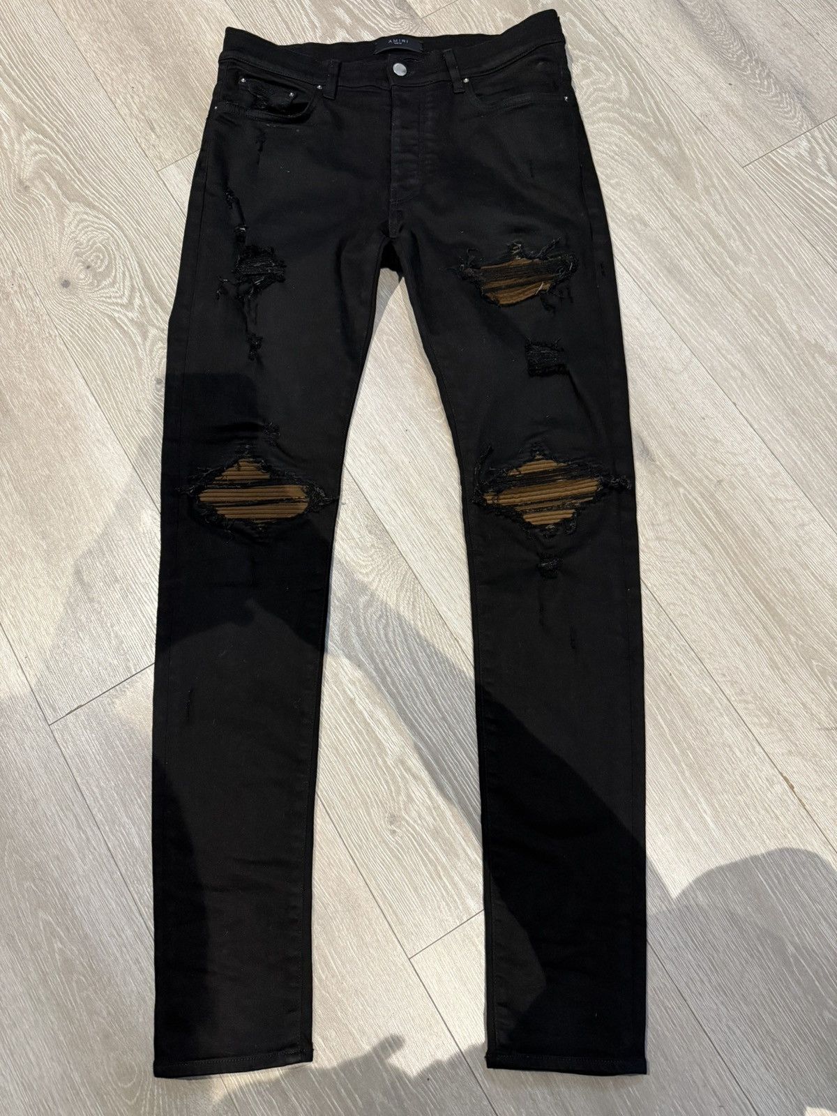 Amiri *Flawless* Amiri Mx-1 Black Jeans Brown Patches Size US 33 - 1 Thumbnail